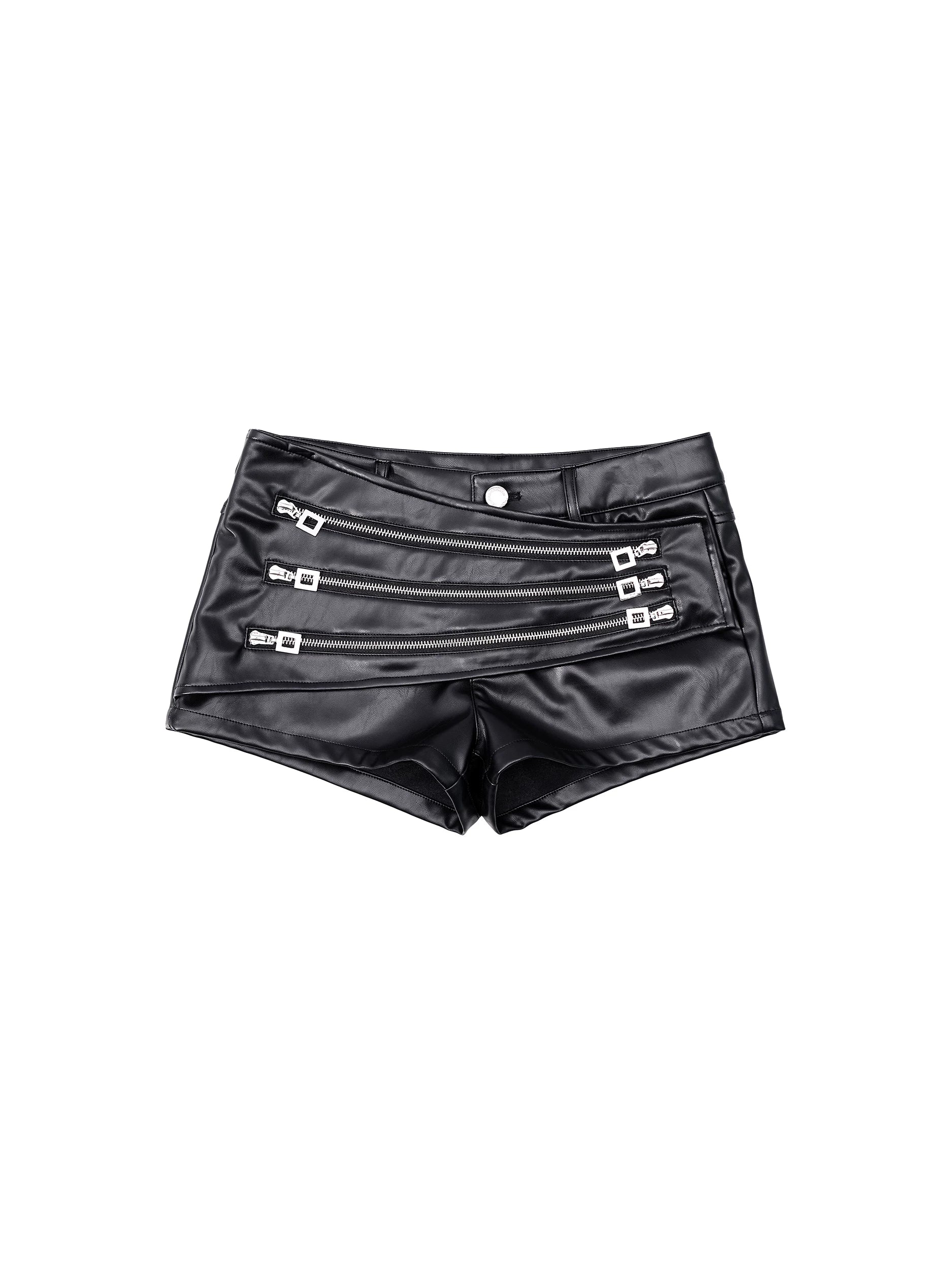 ASYMMETRICAL ZIPPER HOT PANTS