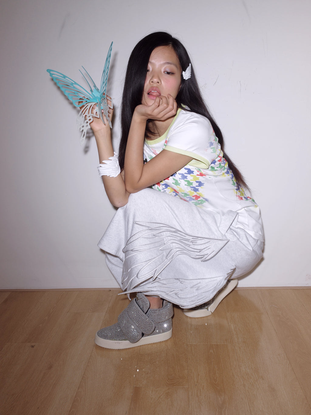 ANGEL-WING PATCHWORK SHORTS
