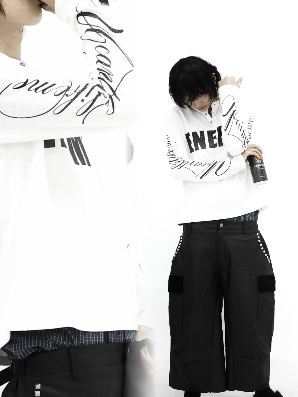WAFFLE SLOGAN LONG SLEEVE TEE