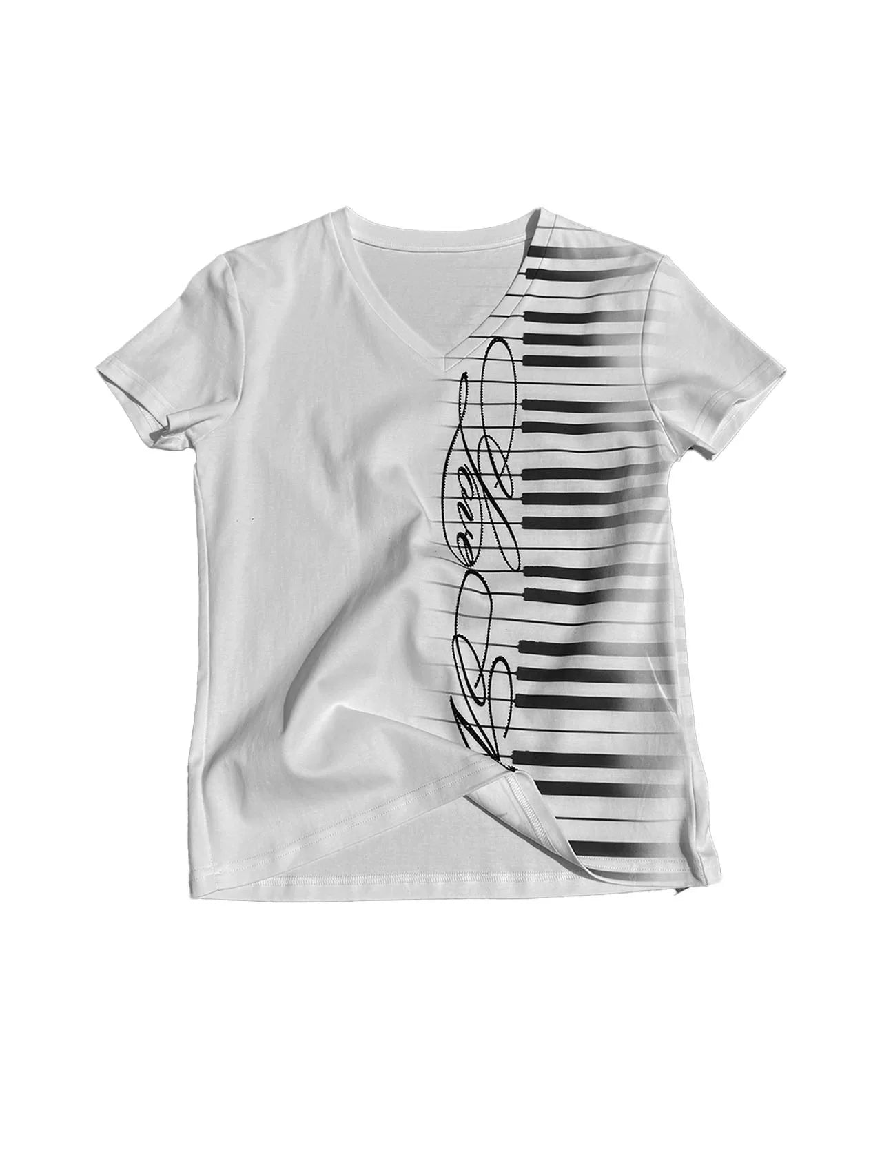 FLORAL V-NECK SHORT SLEEVE T-SHIRT