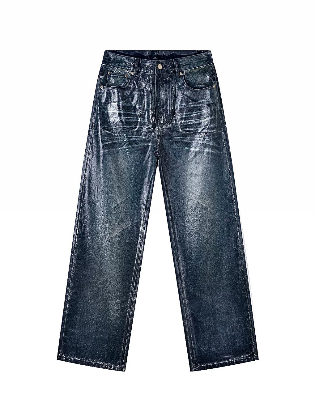 BRUSHED WAXED BLUE DENIM PANTS
