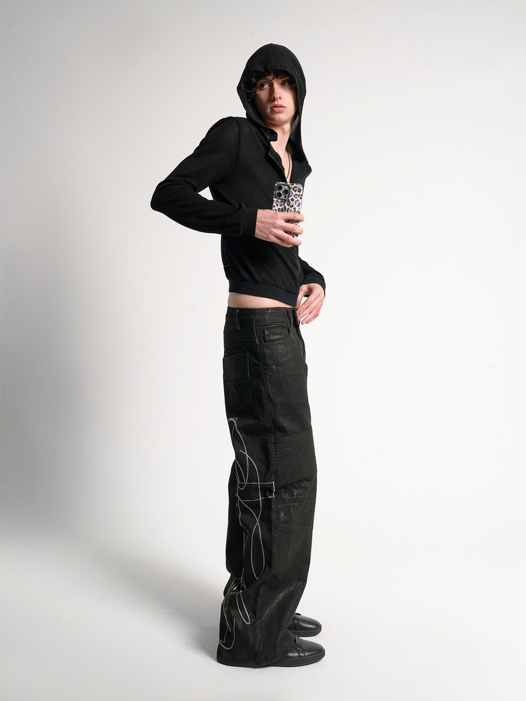 BRUSHED WAX BIKER JEANS