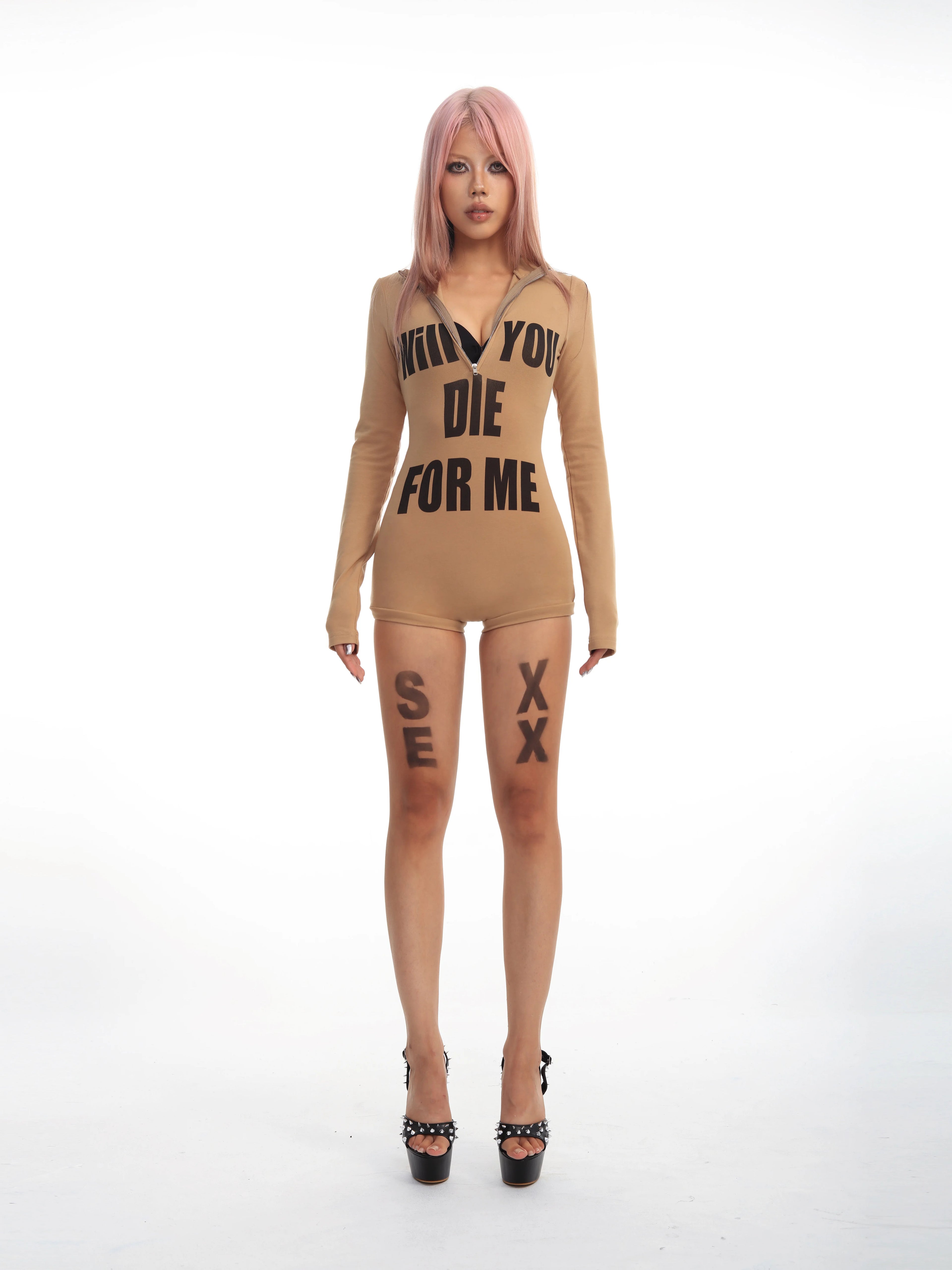 FIGURE-HUGGING LONG SLEEVE JUMPSUIT