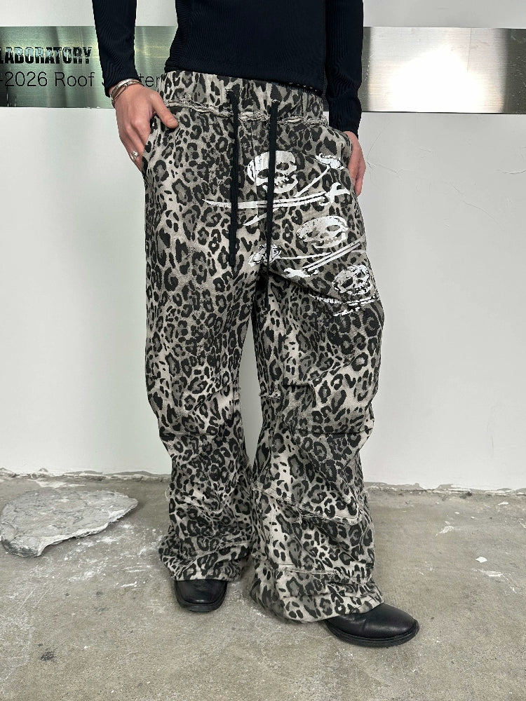 LEOPARD PRINT LOOSE TROUSERS