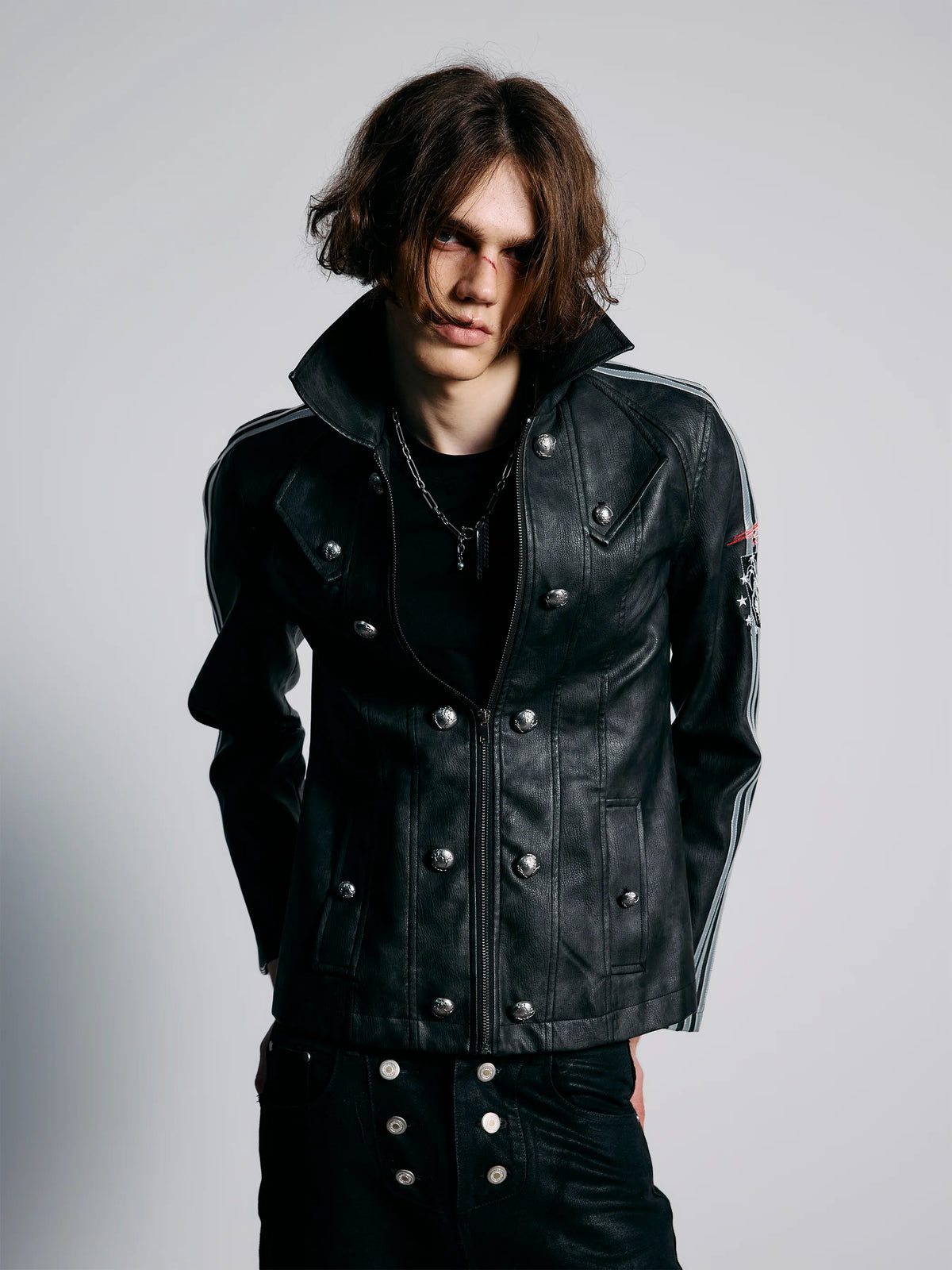 PATCHWORK SPORTY LEATHER JACKET