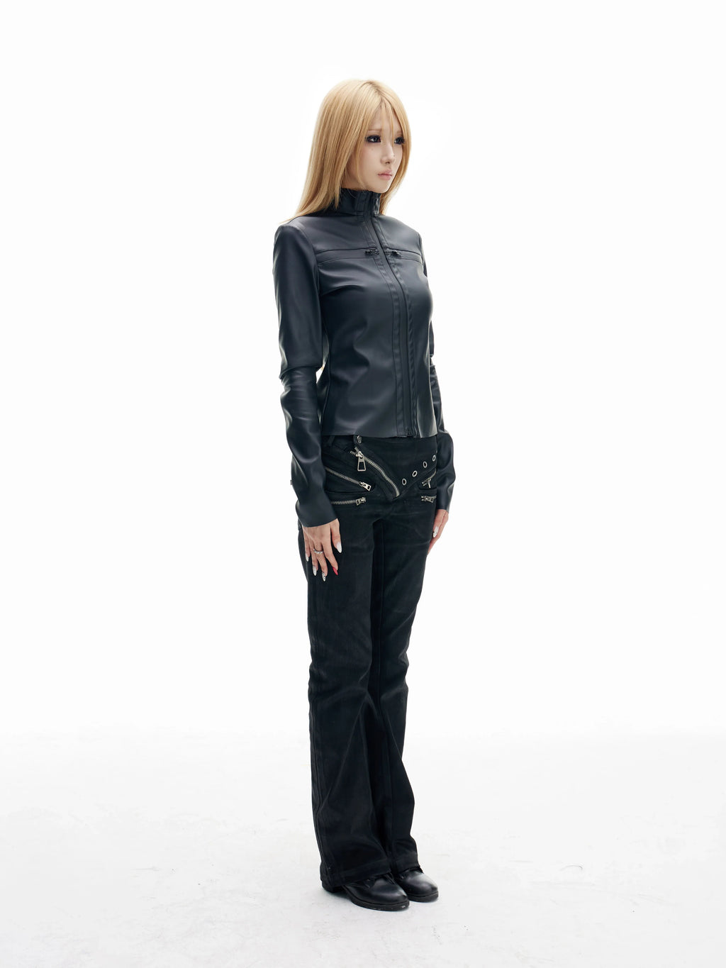 SLIM LEATHER JACKET WITH ZIPPER