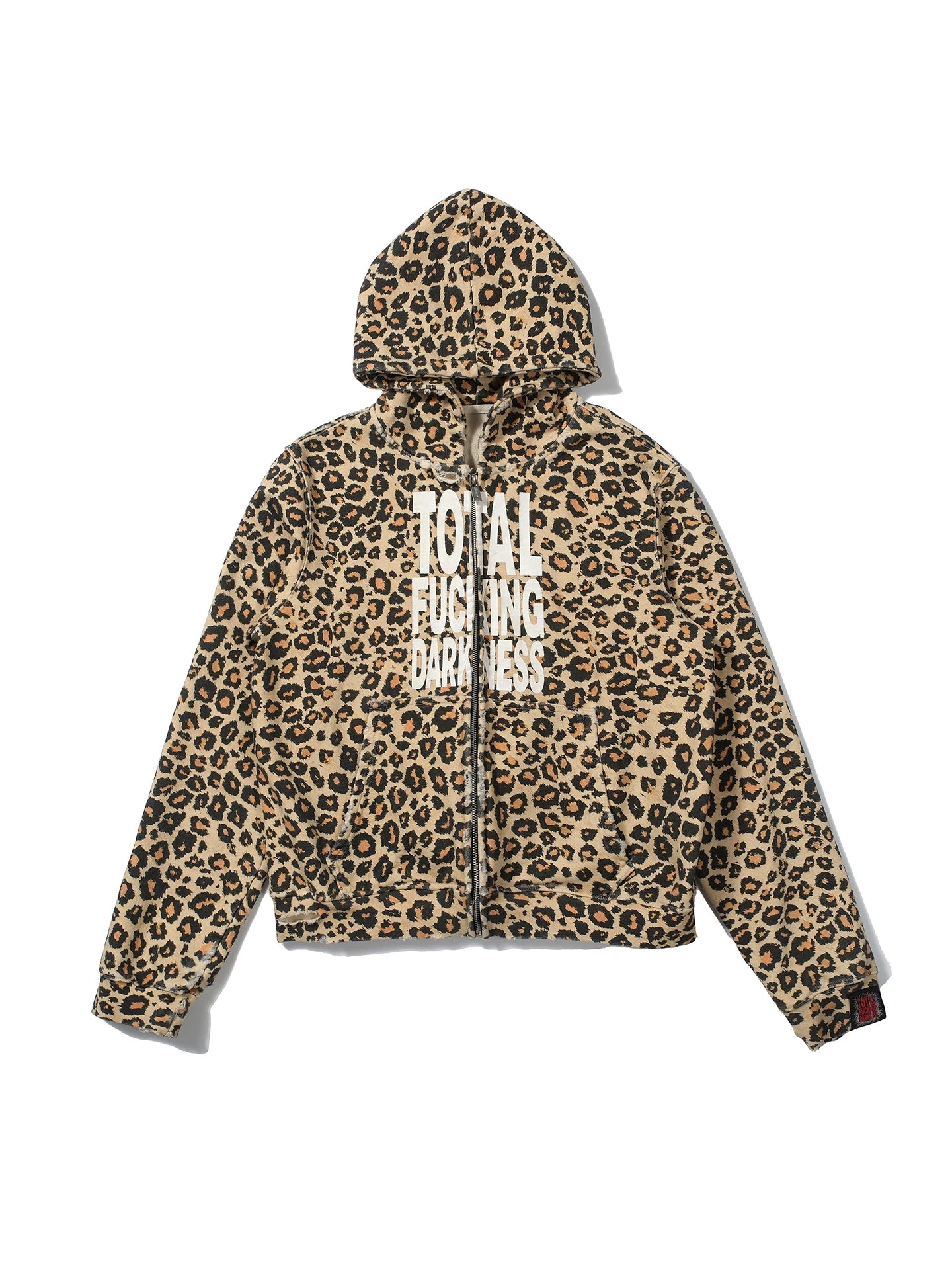 LEOPARD PRINT DISTRESSED HOODIE