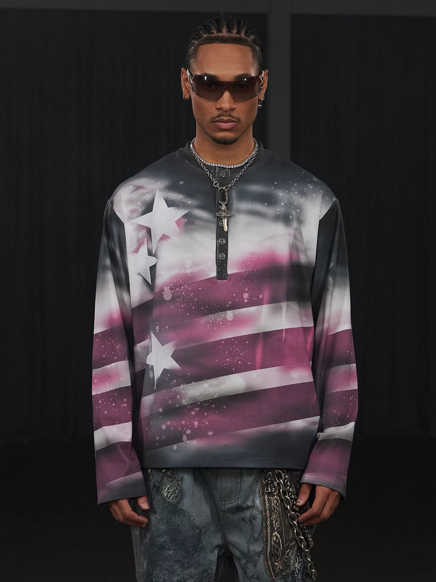 STARRY BOXY HENLEY TEE