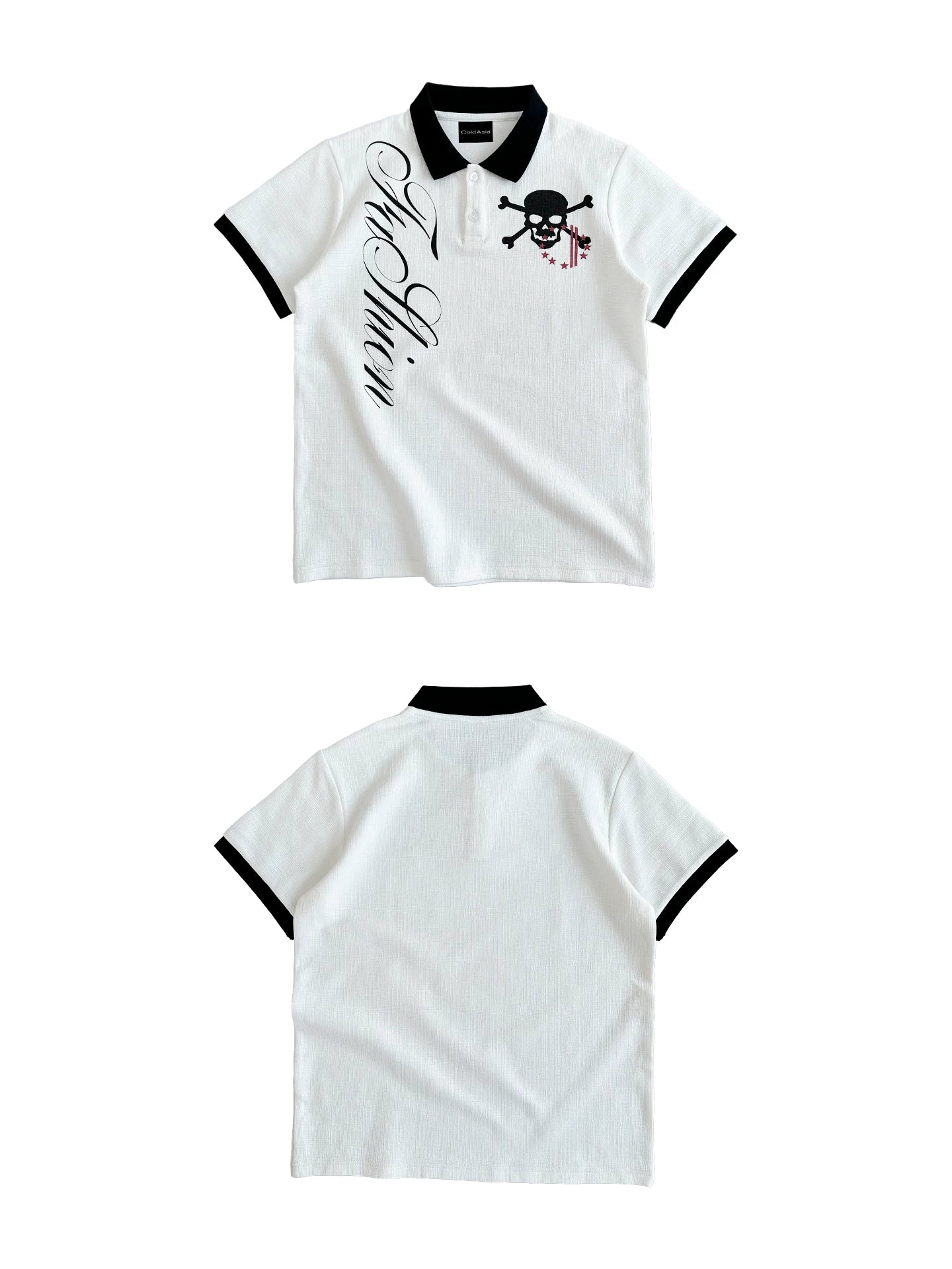 FLORAL SKULL PRINT POLO SHIRT