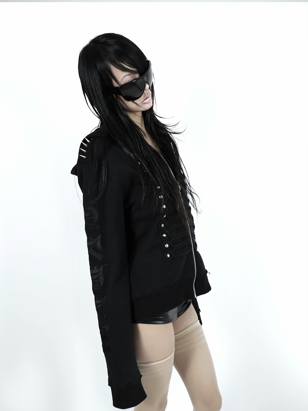 STUDDED ZIPPER HOODIE 2000S STYLE