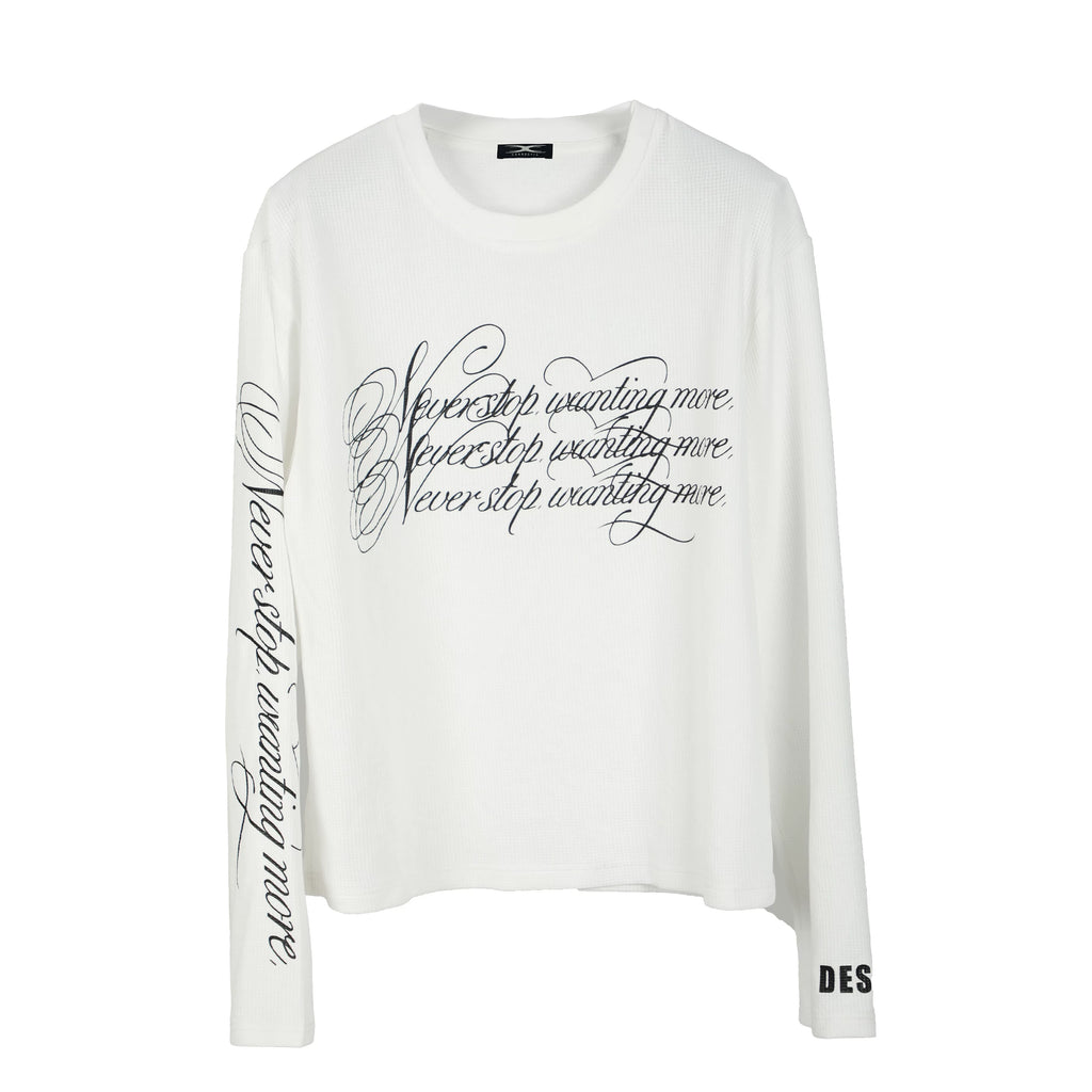 EMBROIDERED DESIRE SLOGAN T-SHIRT