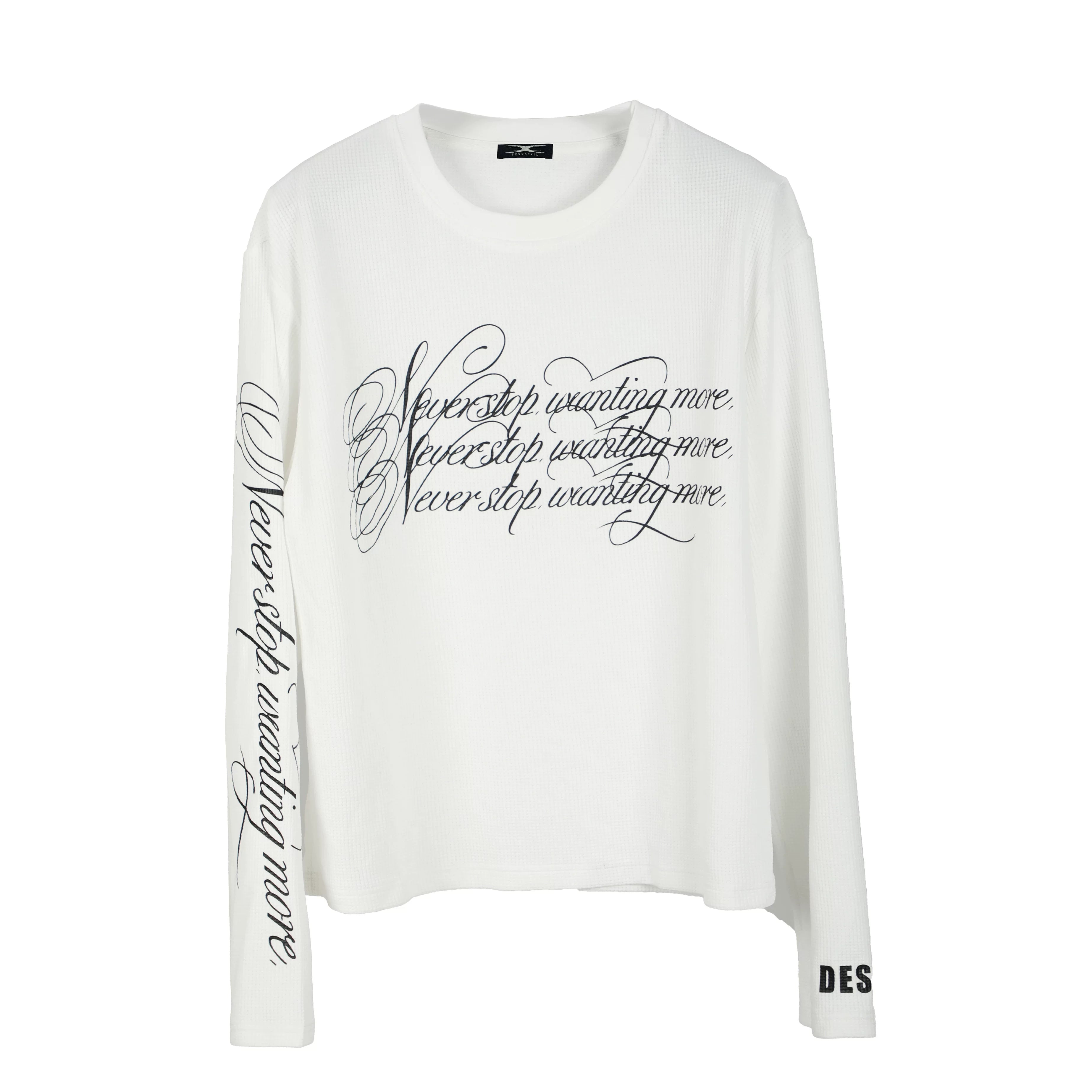 EMBROIDERED DESIRE SLOGAN T-SHIRT