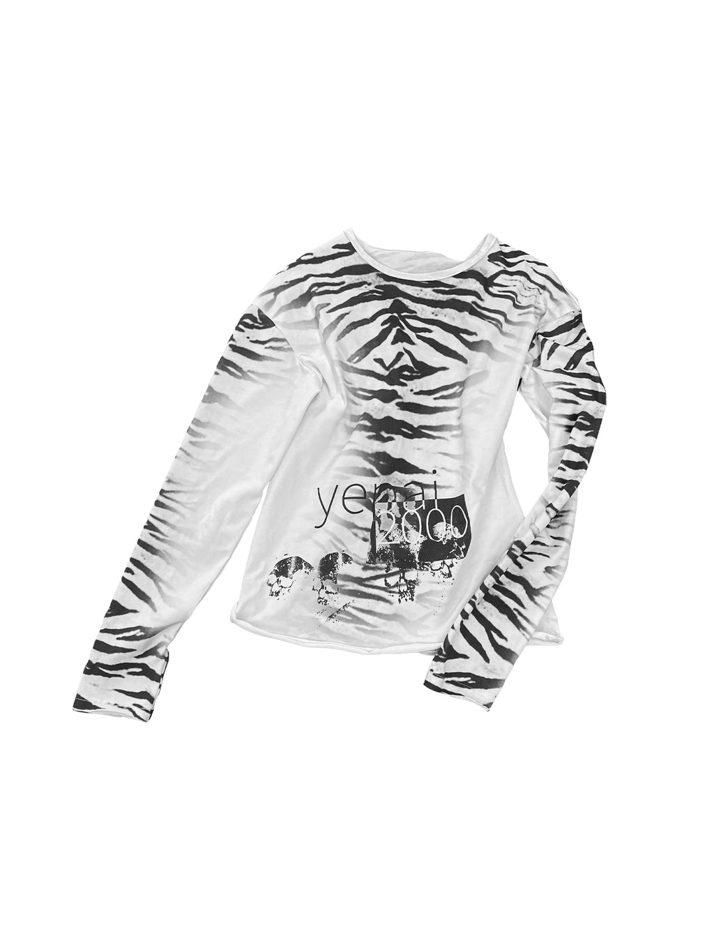 WHITE ZEBRA PRINT LONG SLEEVE TOP