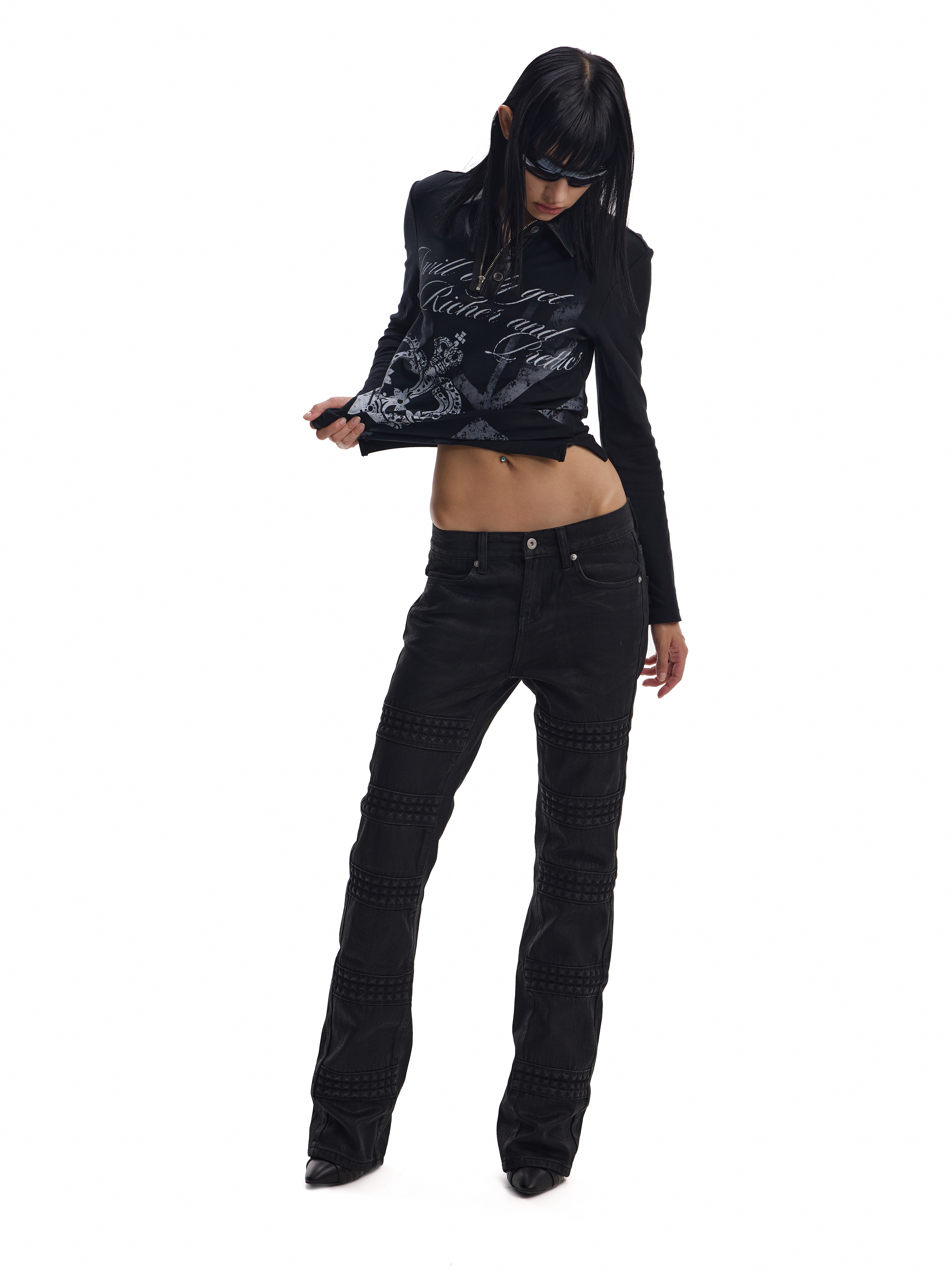 3D STUDDED SLIM-FIT JEANS