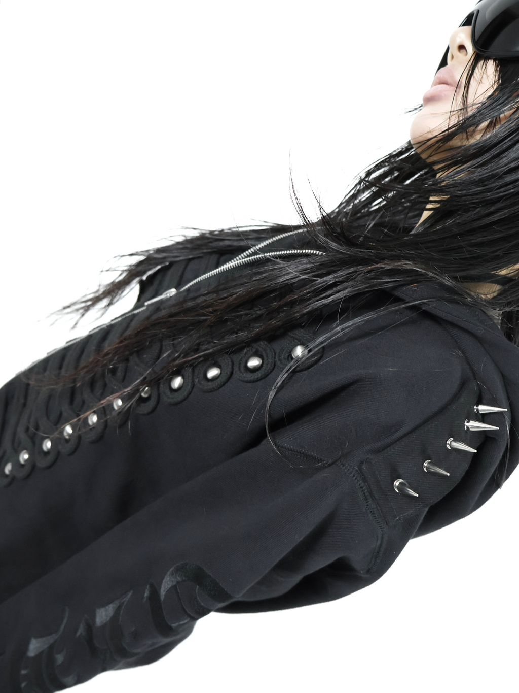 STUDDED ZIPPER HOODIE 2000S STYLE