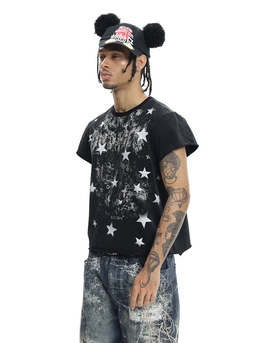 DARK PUNK STAR PRINT T-SHIRT