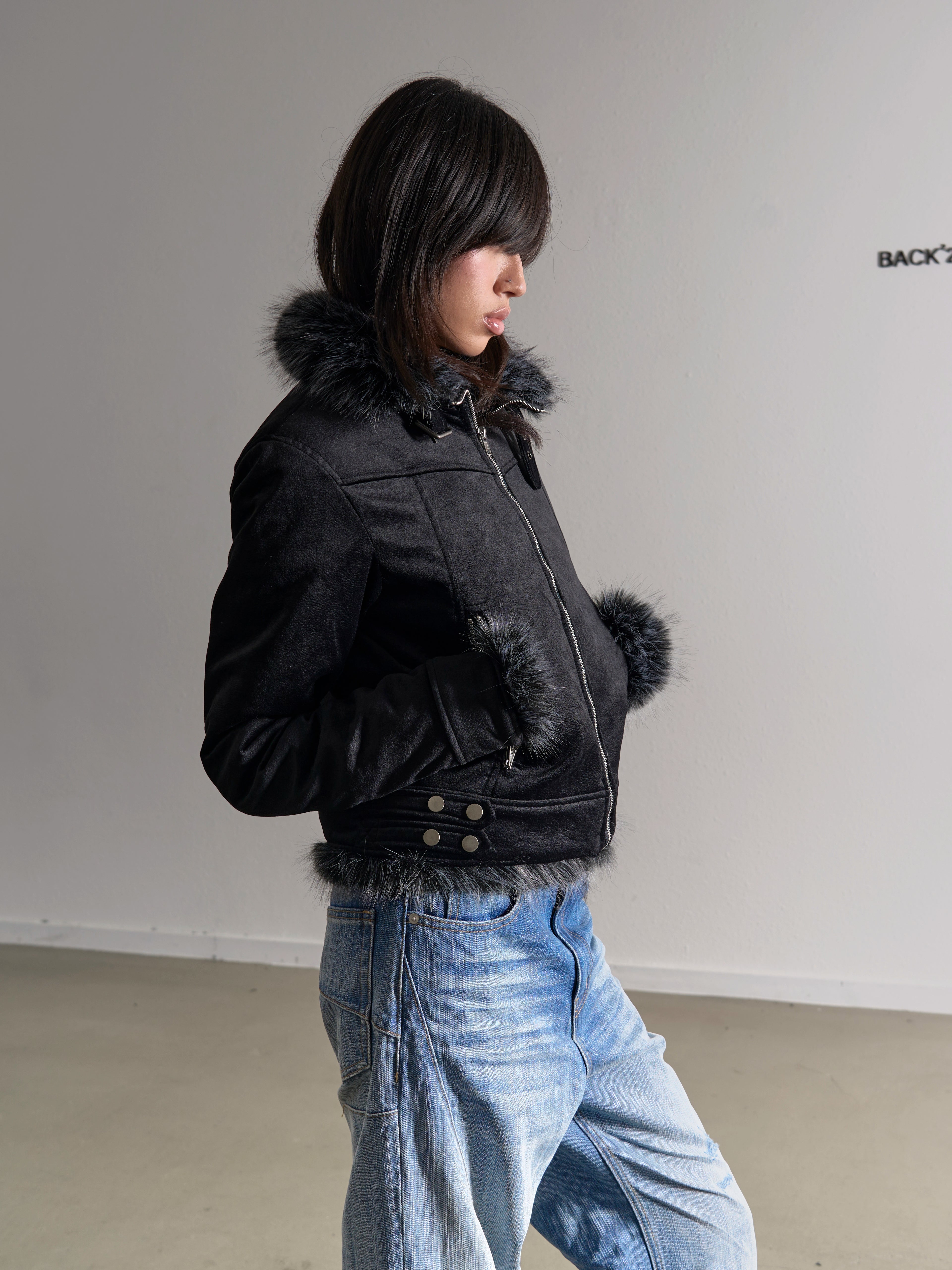 THICK FUR COLLAR JACKET