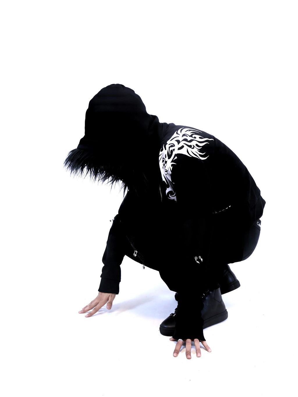 DETACHABLE FUR COLLAR SKULL HOODIE