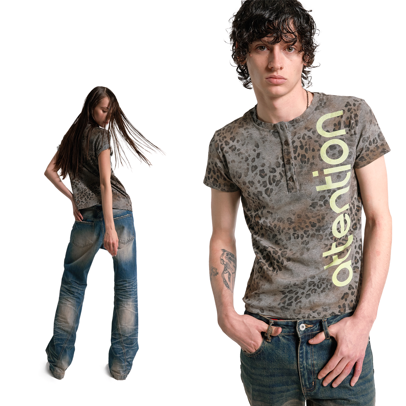 BROWN SAND LEOPARD PRINT T-SHIRT
