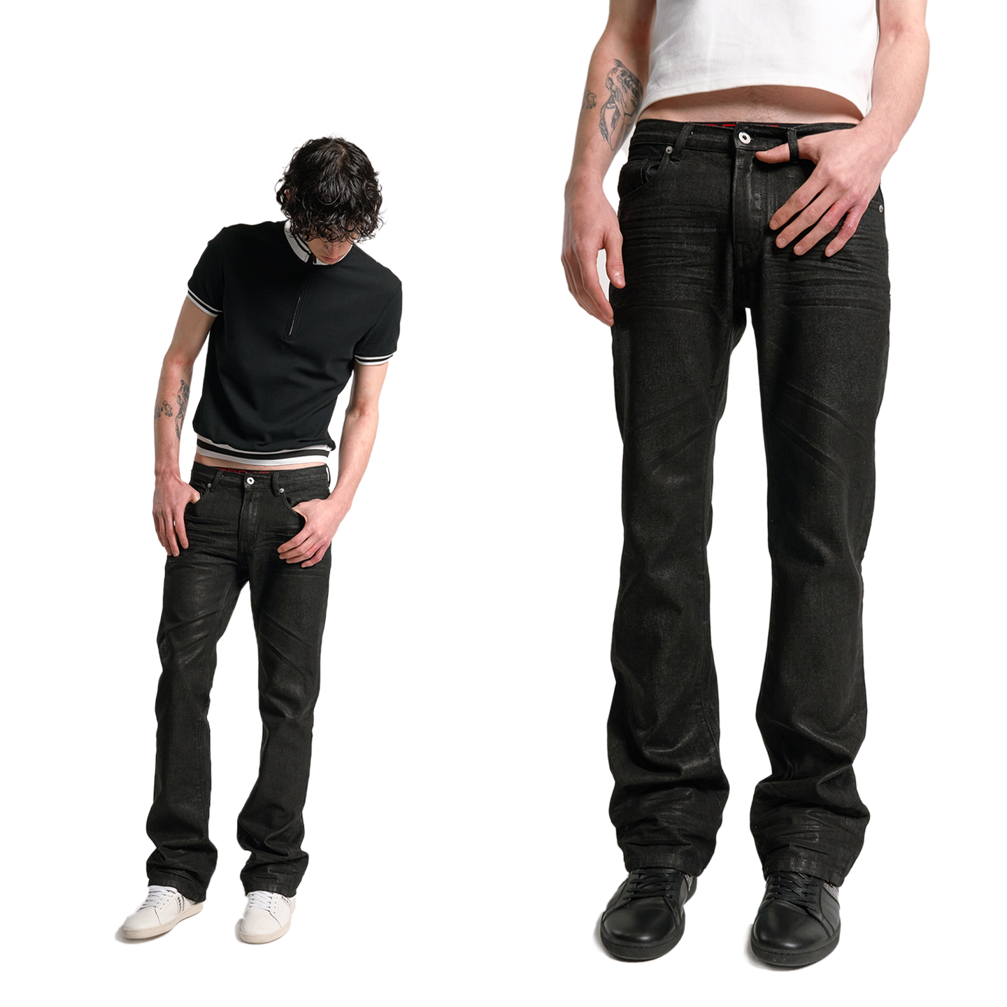 DISTRESSED WAXED JEANS