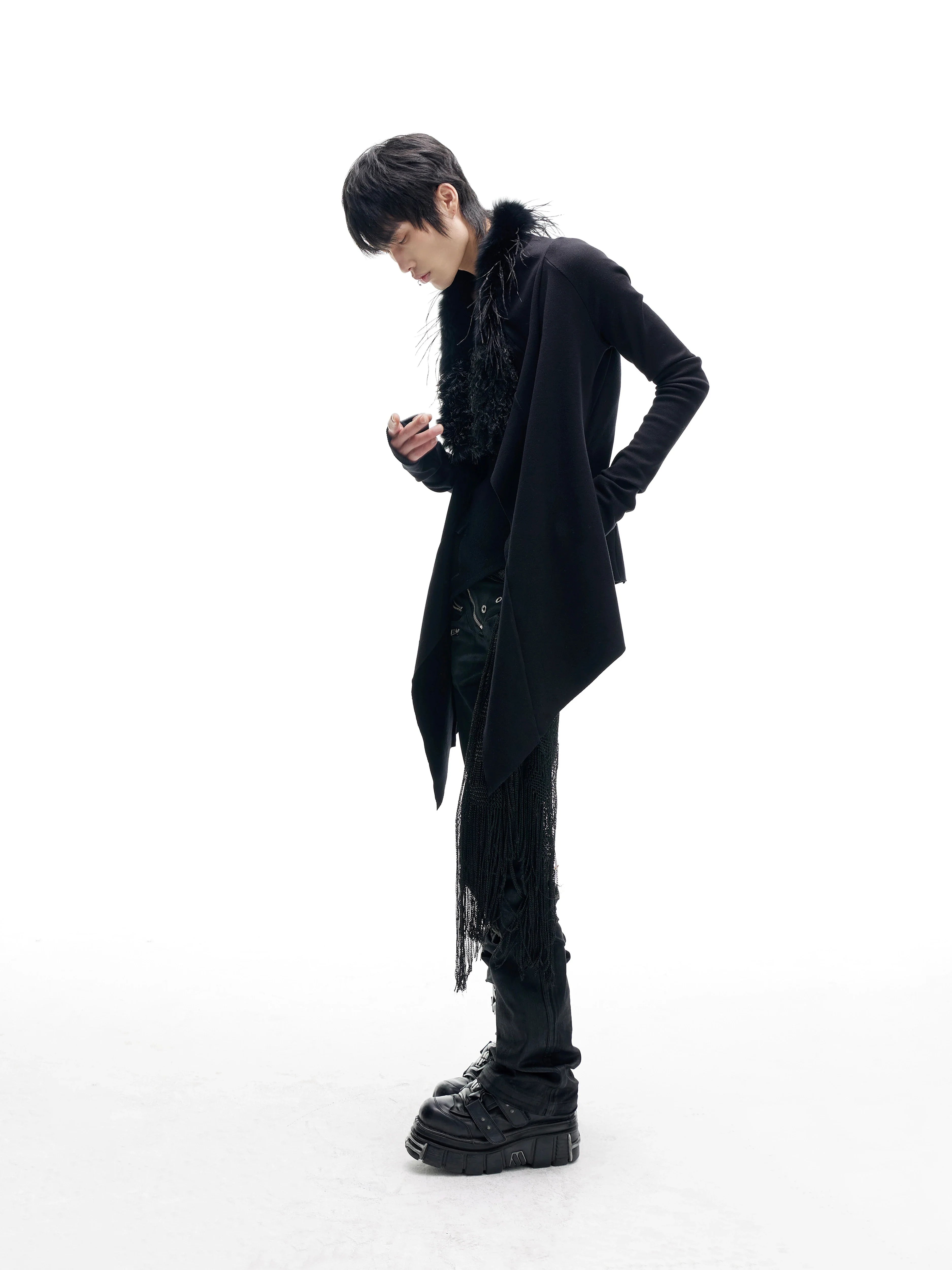 HEAVYWEIGHT KNIT LAPEL CARDIGAN