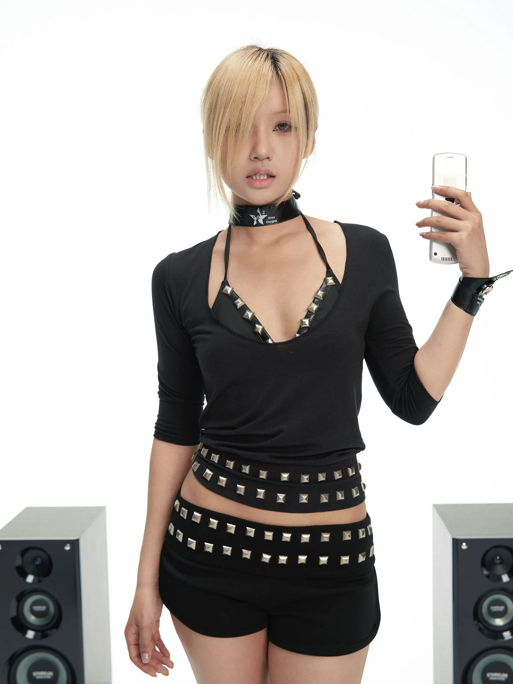 HEAVYWEIGHT SQUARE RIVET MIDI DRESS
