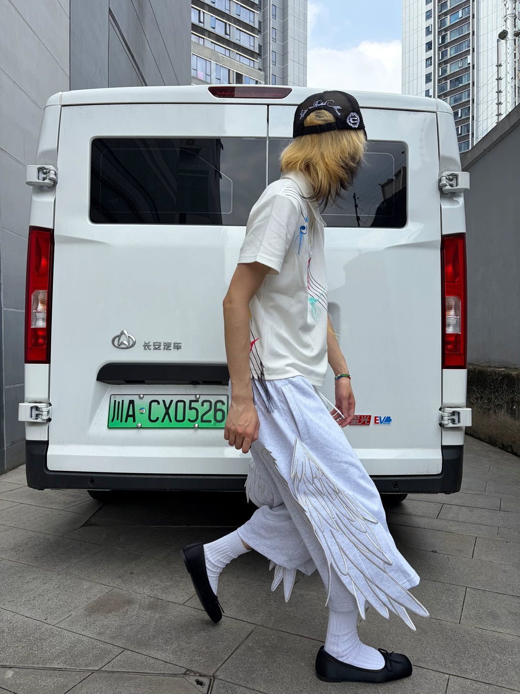 ANGEL-WING PATCHWORK SHORTS