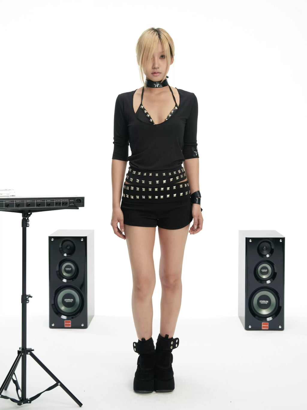 HEAVYWEIGHT SQUARE RIVET MIDI DRESS