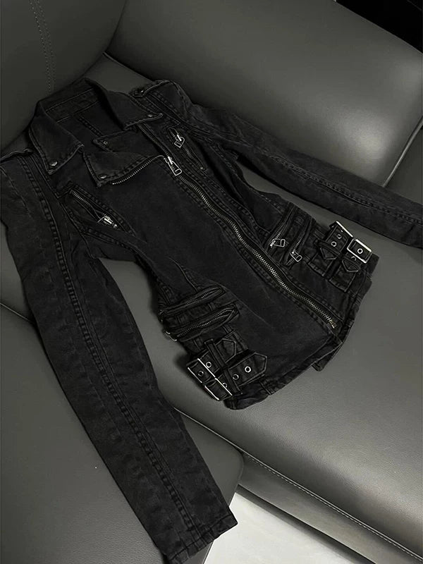 VINTAGE BIKER DENIM JACKET