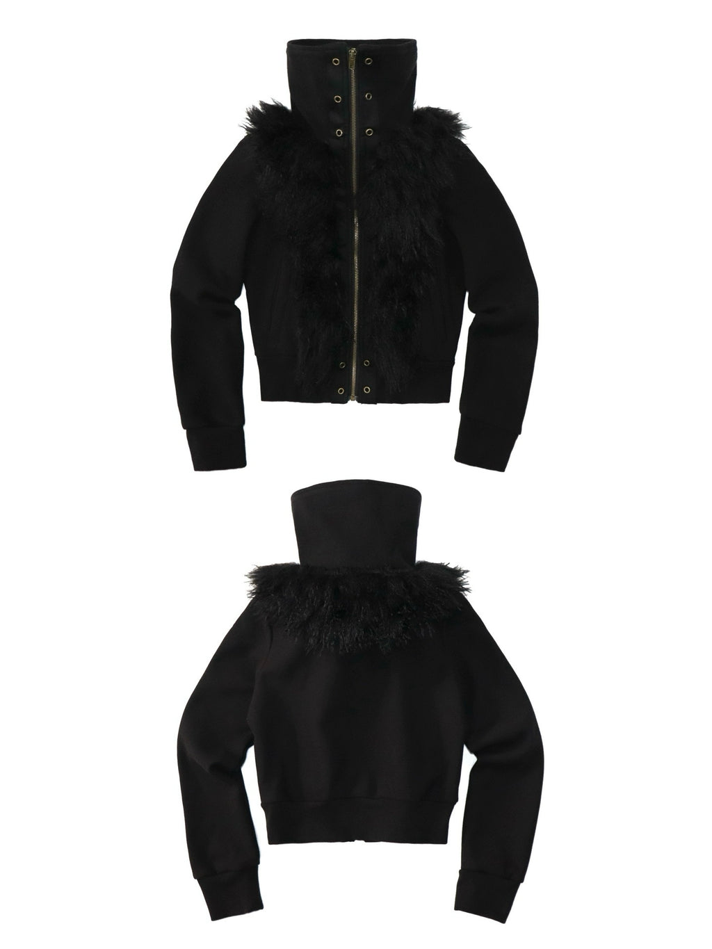 SPLICED FUR TURTLENECK JACKET