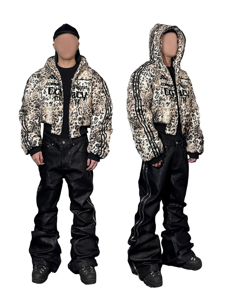 LEOPARD PRINT HOODIE BOMBER JACKET