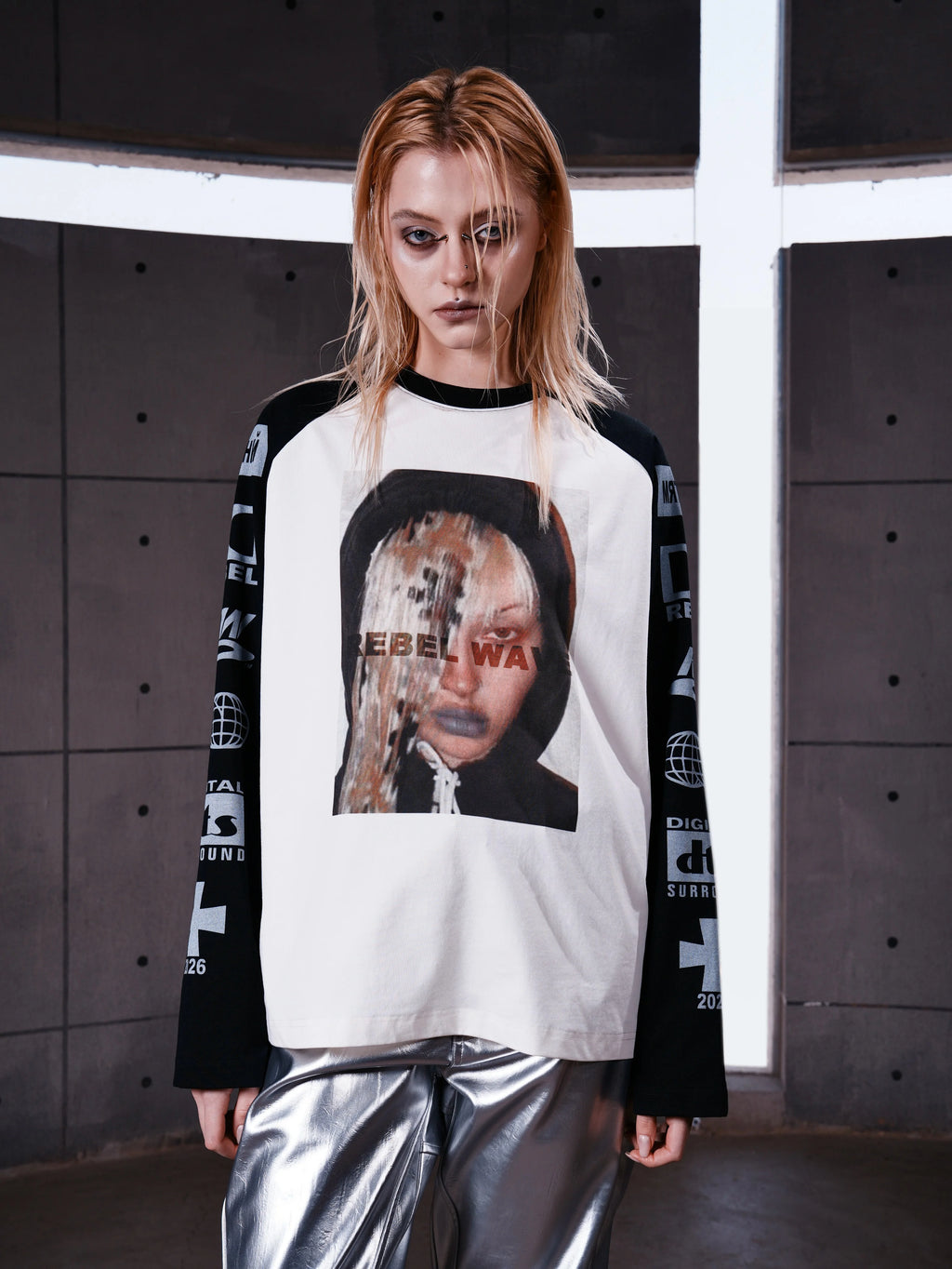 WAVE PRINT LONG SLEEVE TEE