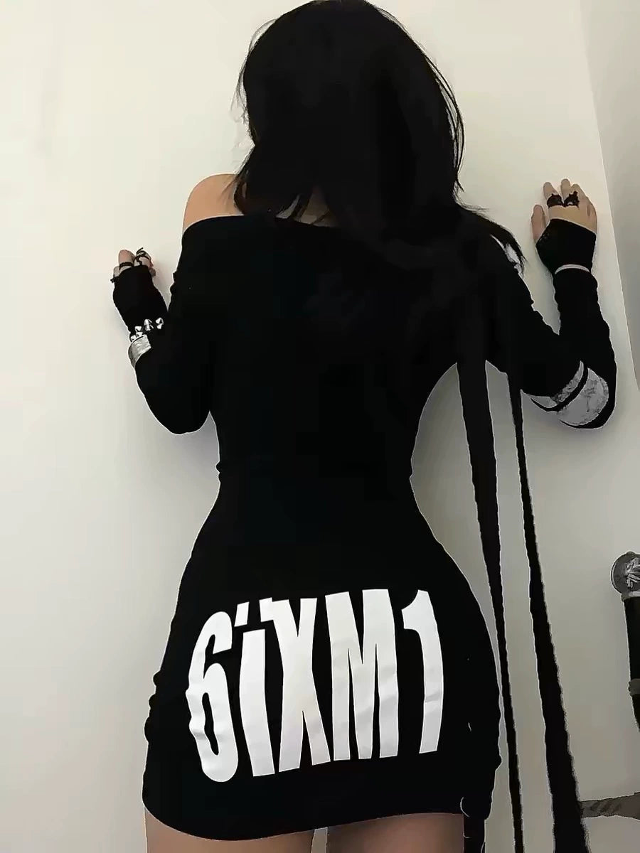 GOTHIC PUNK ONE-SHOULDER DRESS