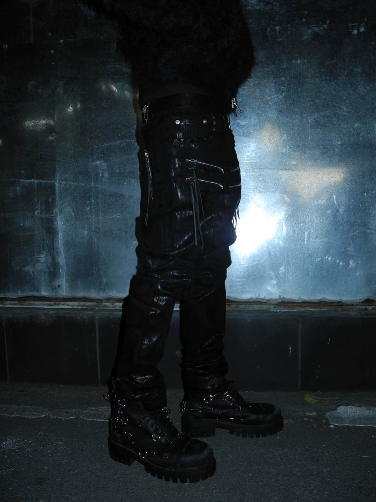 COATED SLIM FIT BLACK JEANS