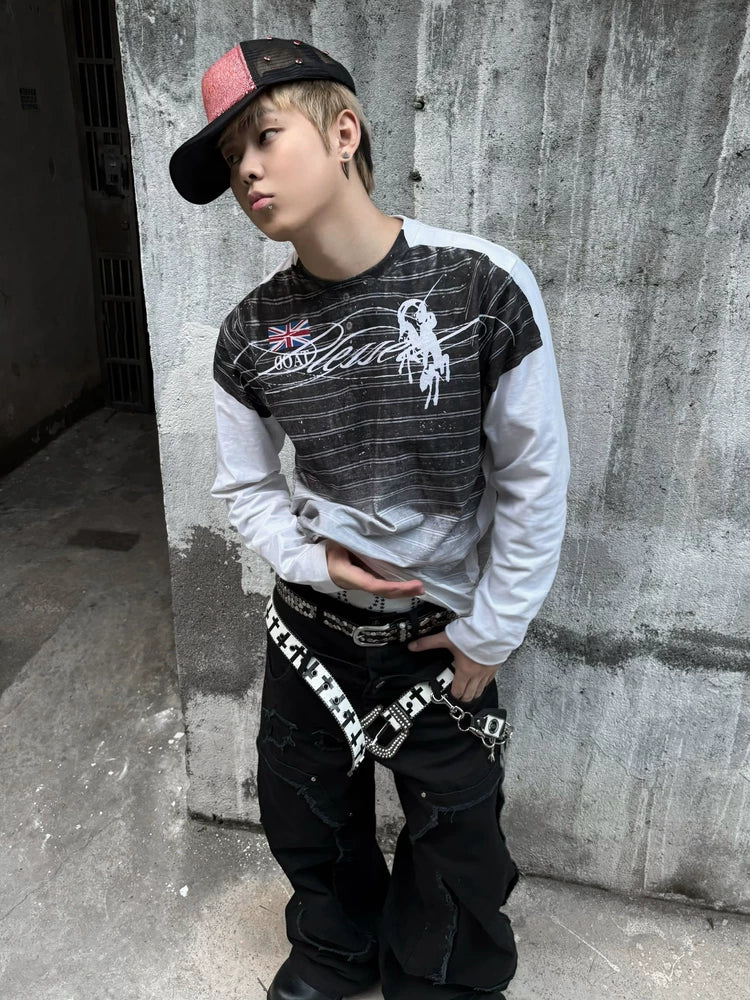 STRIPED LONG SLEEVE POLO SHIRT