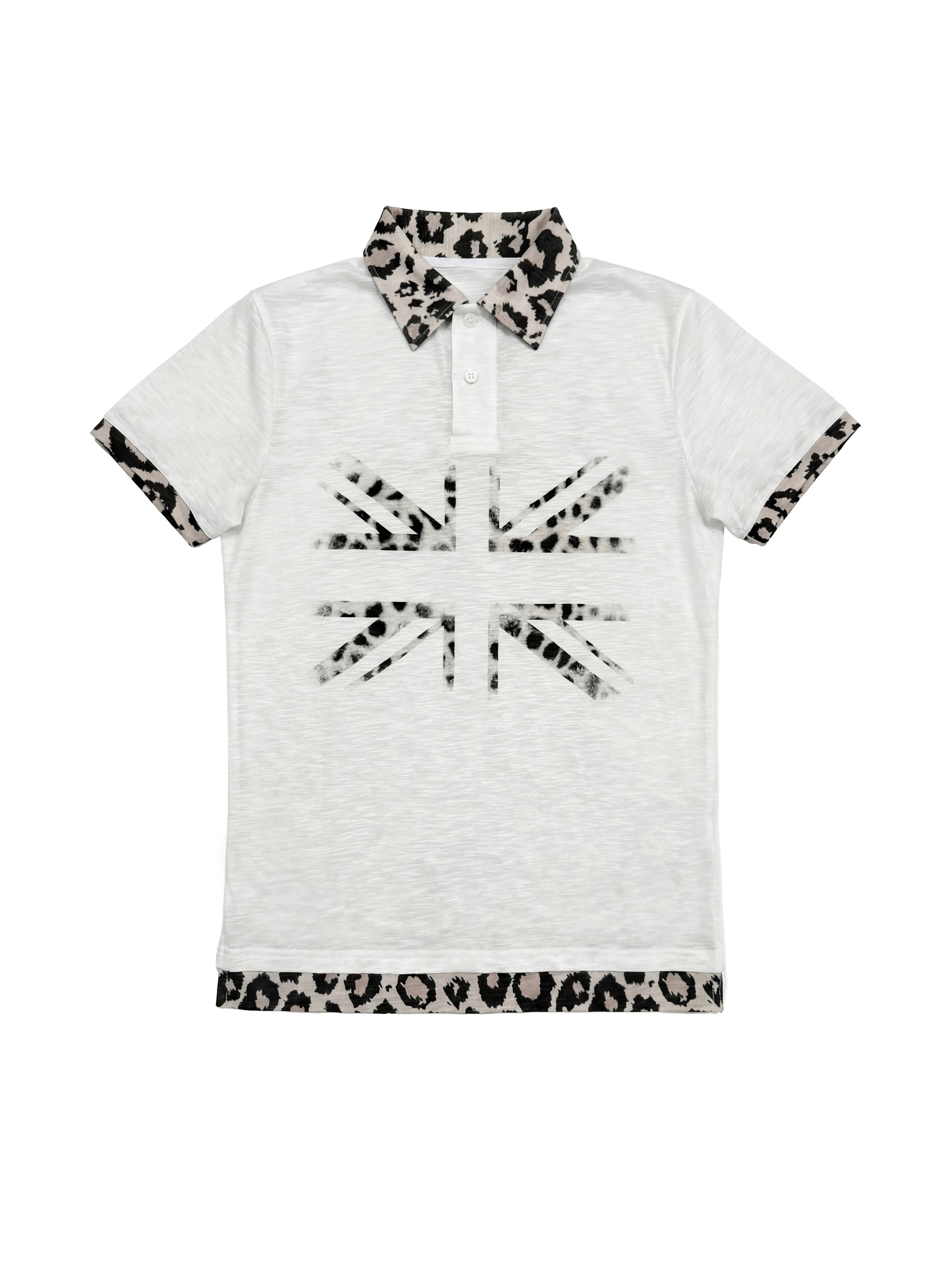 BAMBOO LEOPARD PRINT POLO T-SHIRT