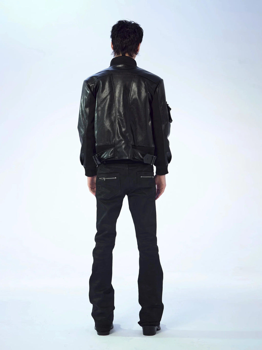SLIM WAXED LOW WAIST PANTS