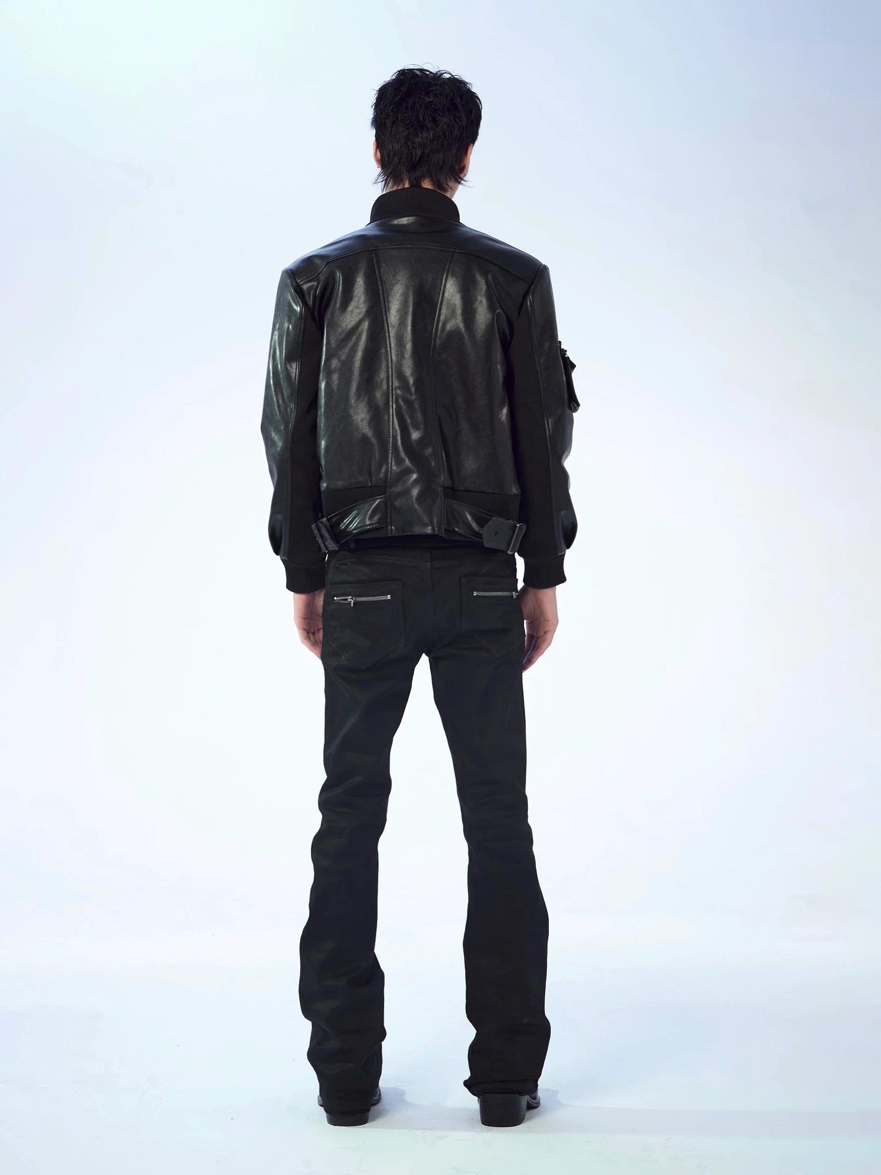 SLIM WAXED LOW WAIST PANTS