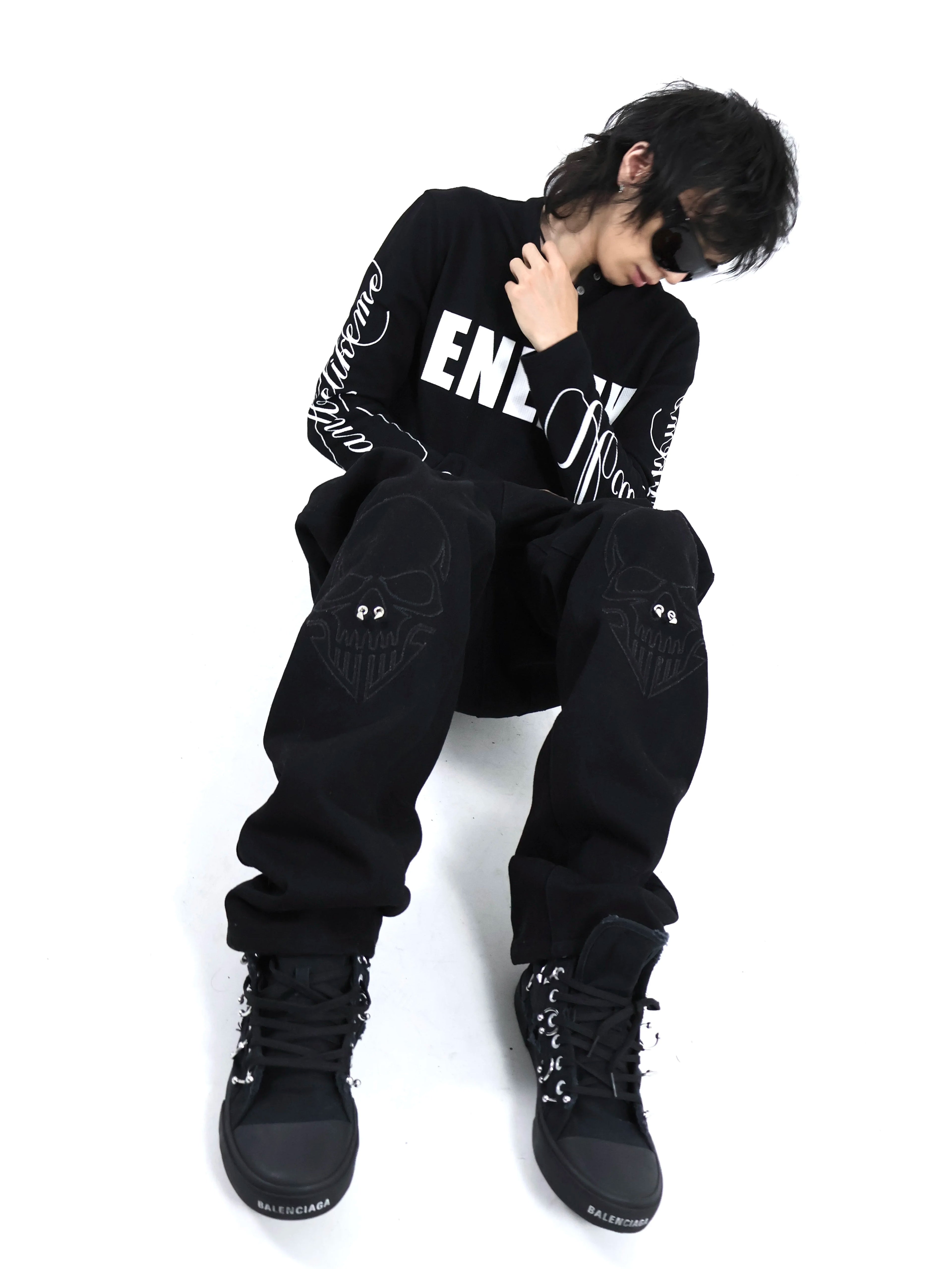 ENEMY CURSIVE PRINT LONG-SLEEVE SHIRT