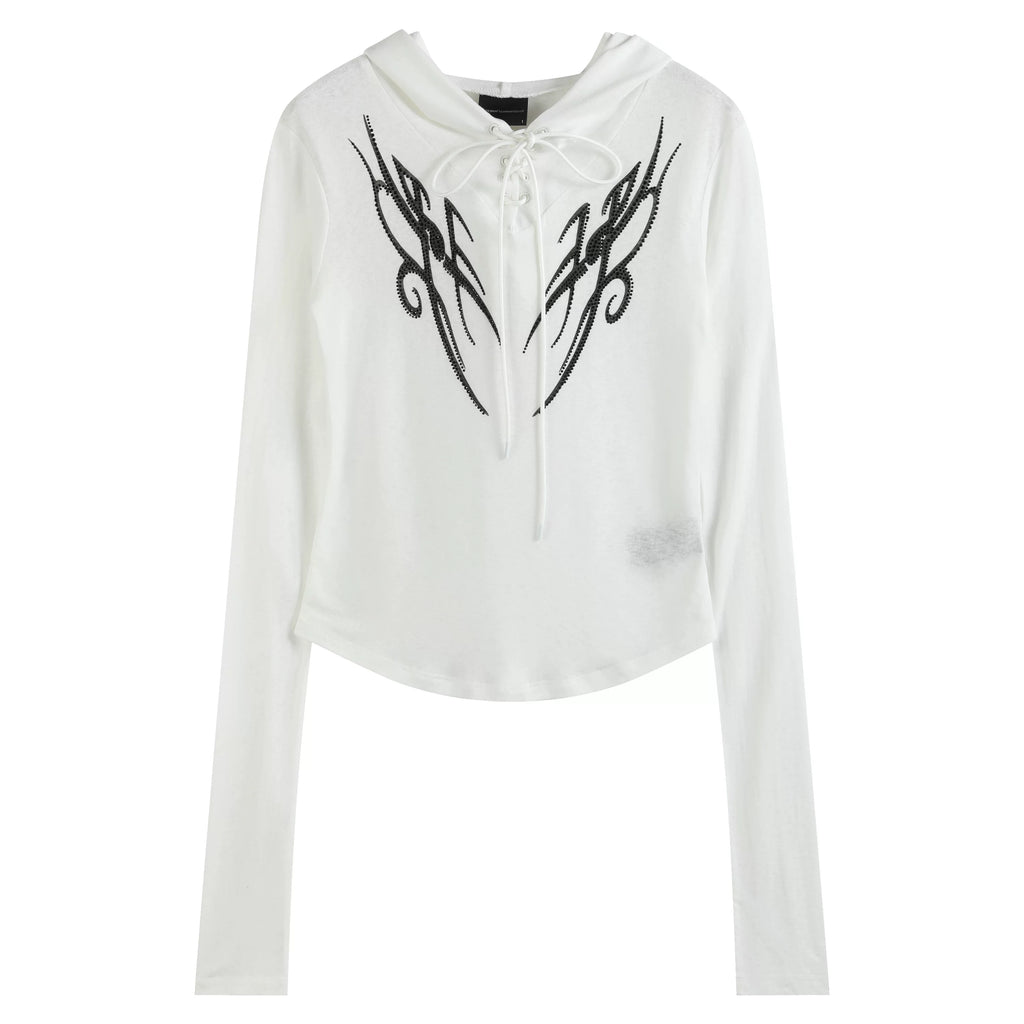 MICRO-SHEER SNOWFLAKE HOODED TOP