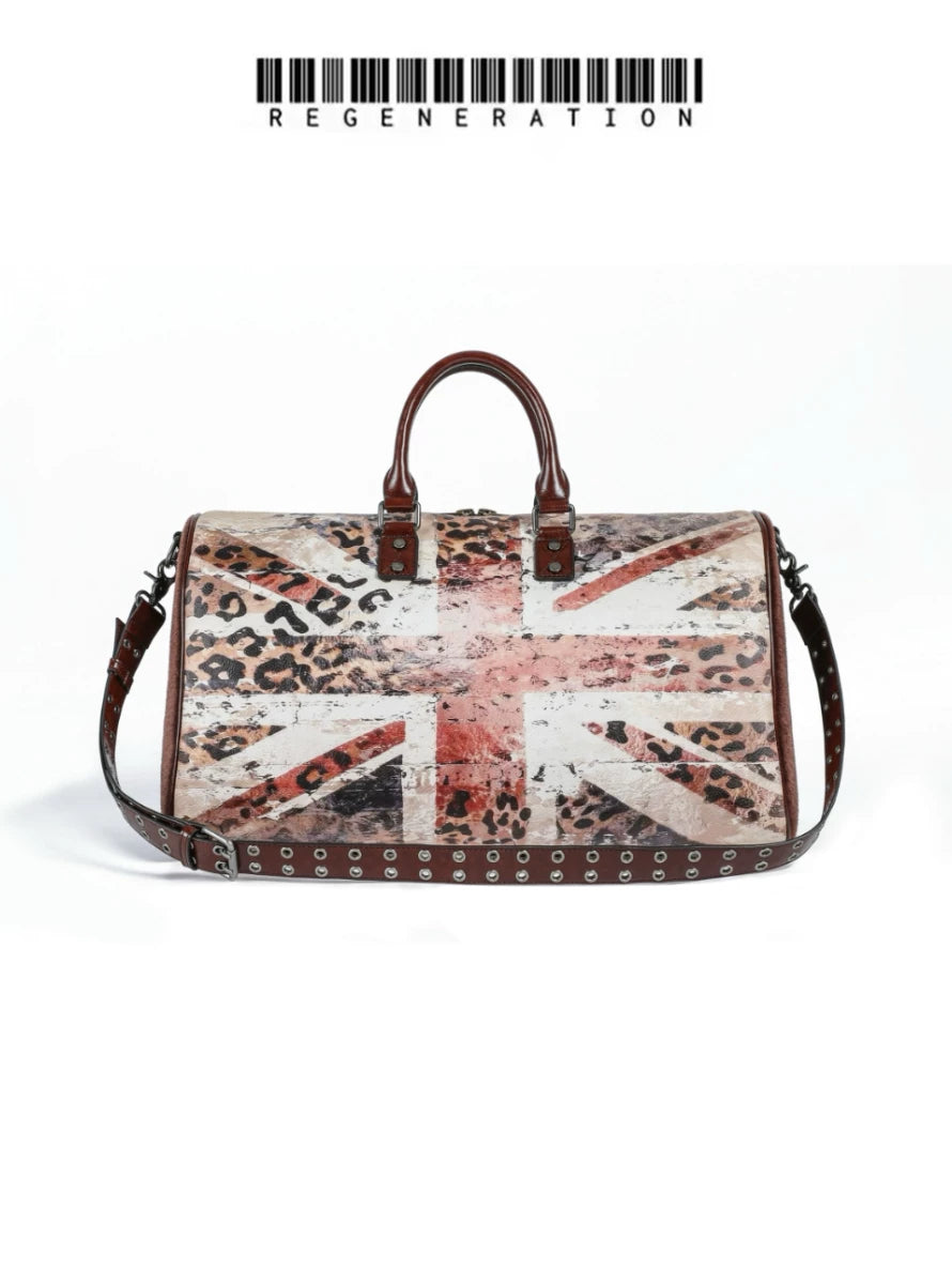 BEIGE LEOPARD GYM BAG
