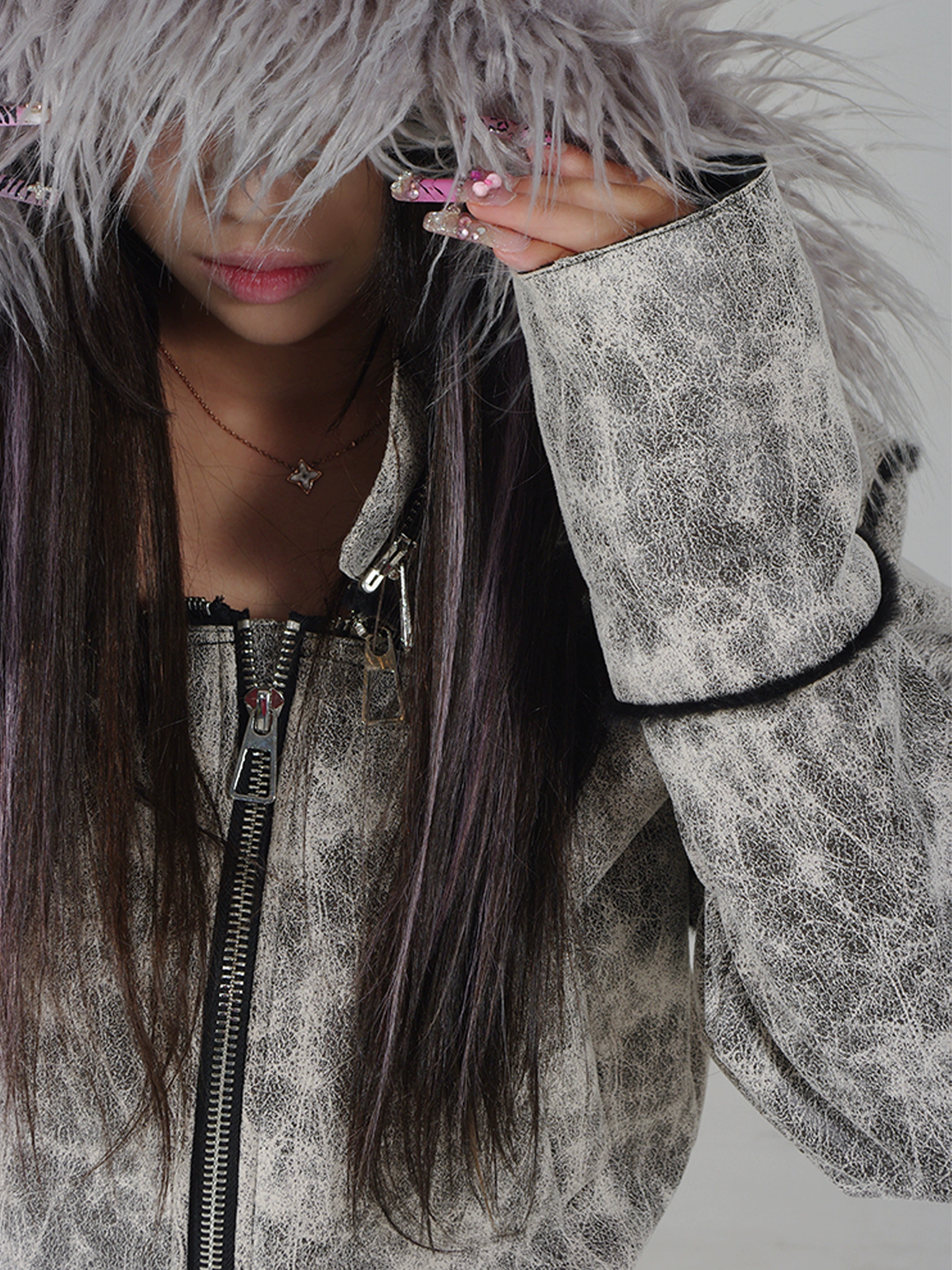 OCCULT LEATHER HOODED JACKET