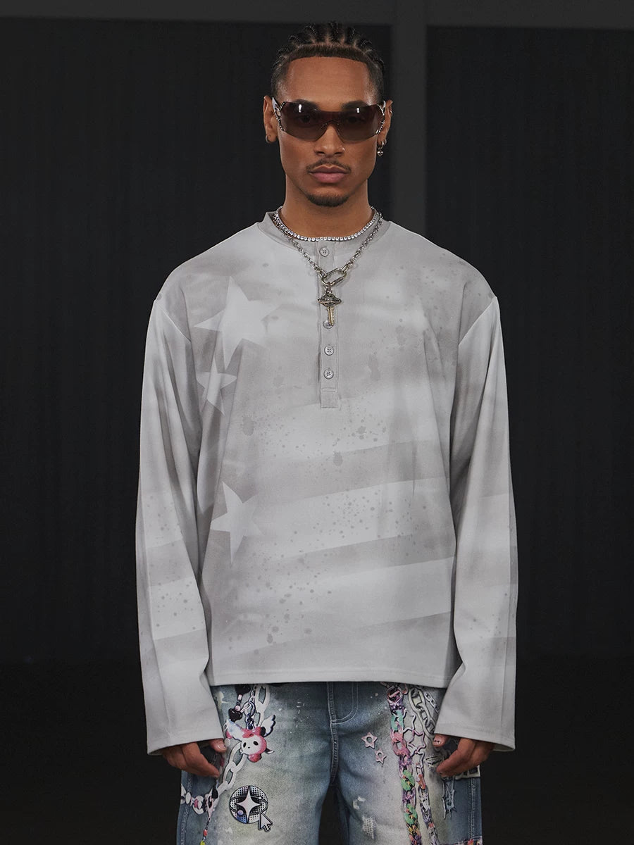 STARRY BOXY HENLEY TEE
