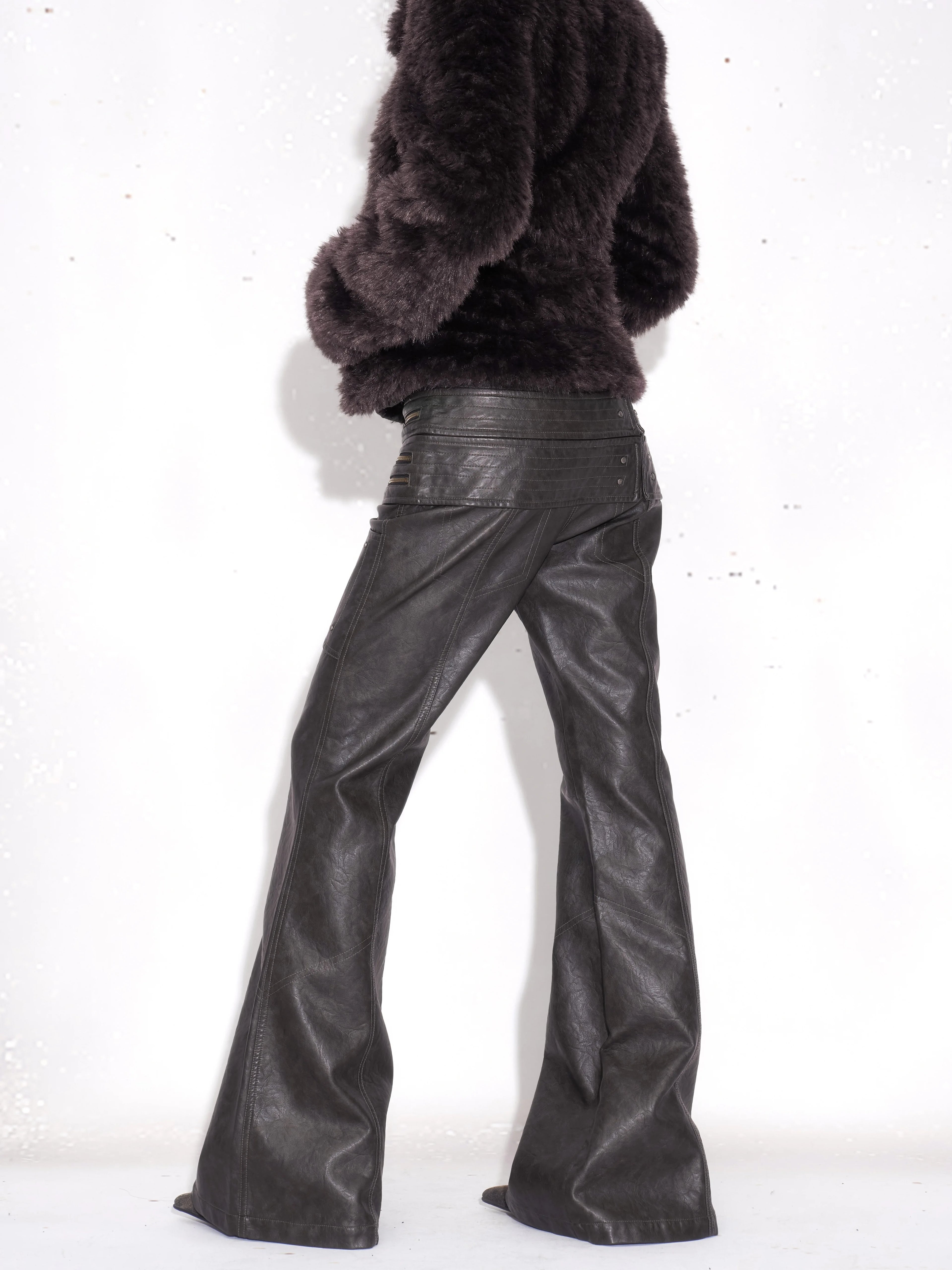 DARK LEATHER SLIM FIT PANTS