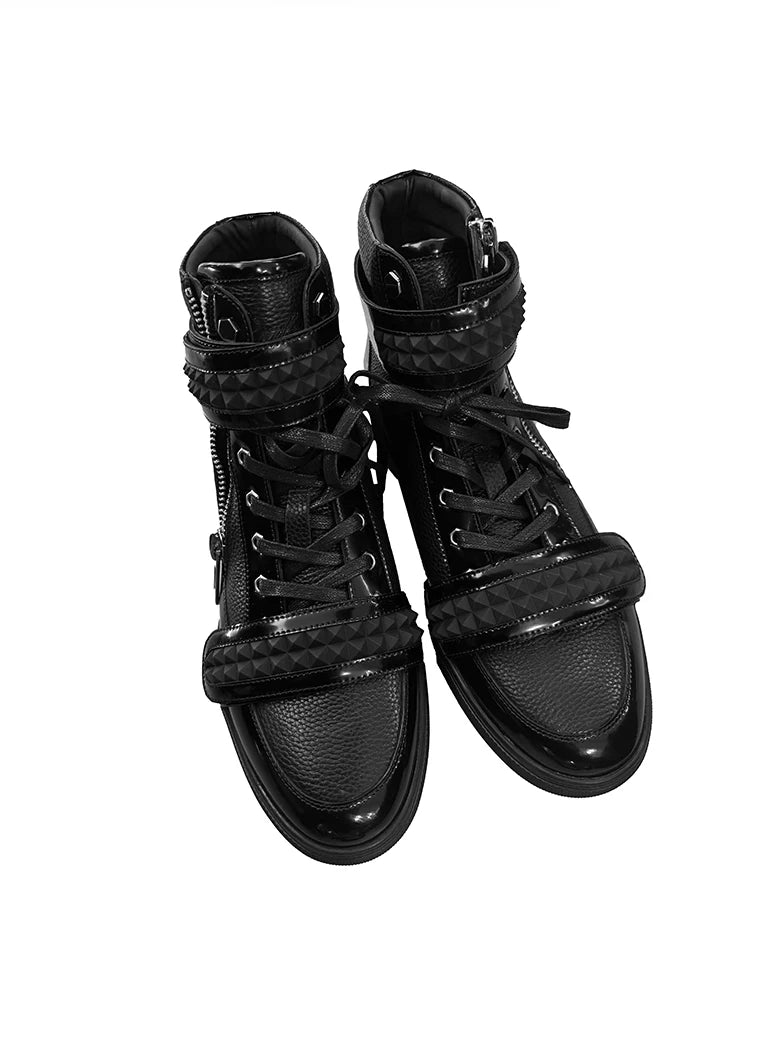 EMBOSSED RIVET HIGH-TOP SNEAKERS