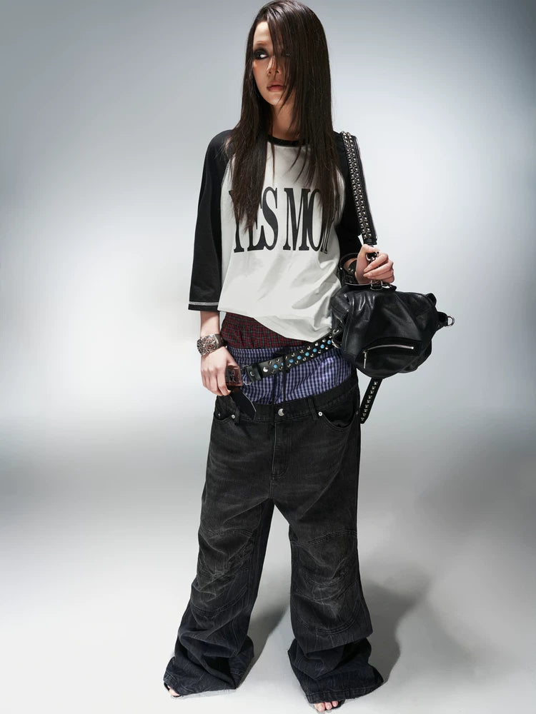 PATCHWORK PRINTED SLEEVE T-SHIRT
