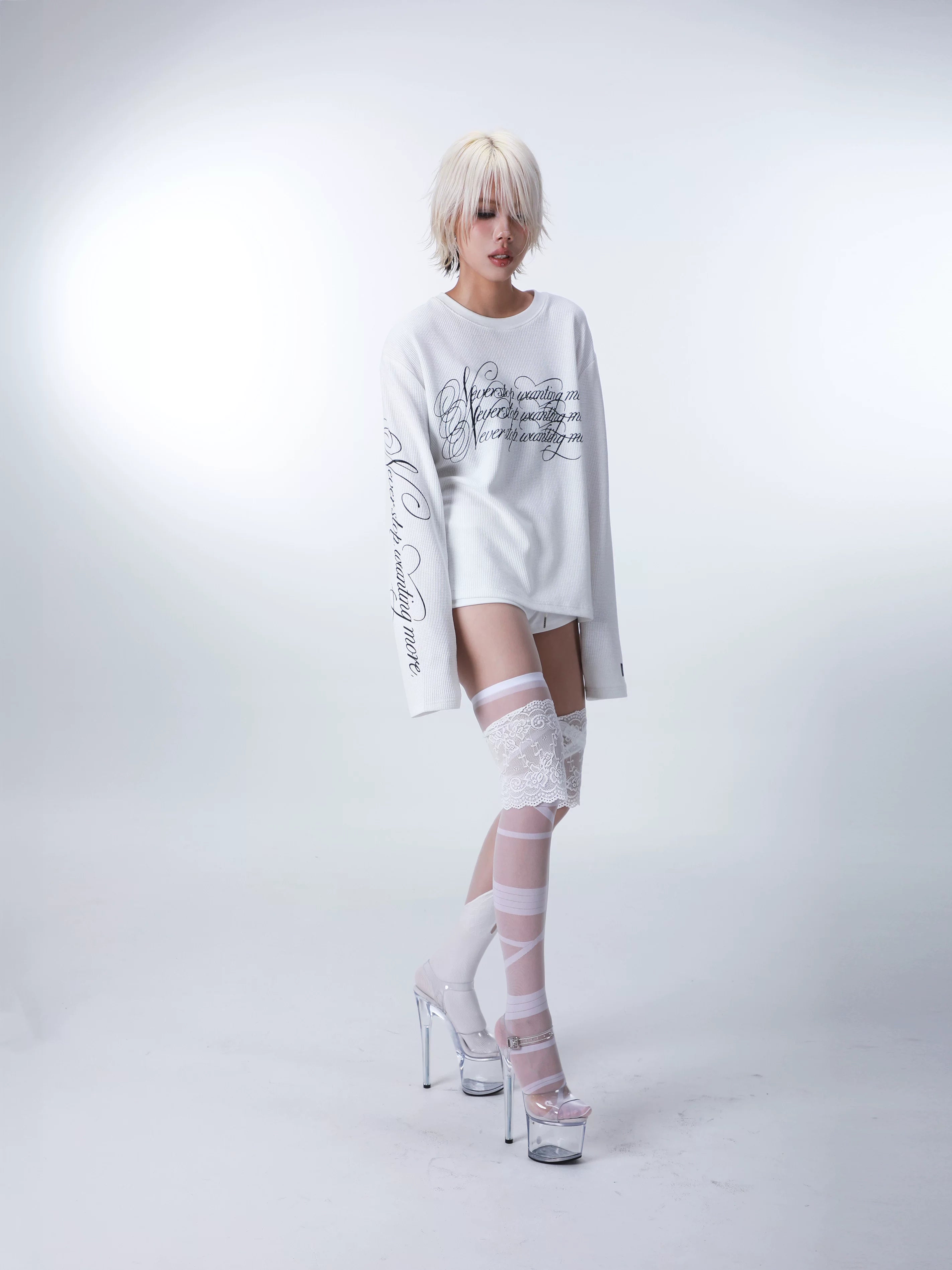 EMBROIDERED DESIRE SLOGAN T-SHIRT
