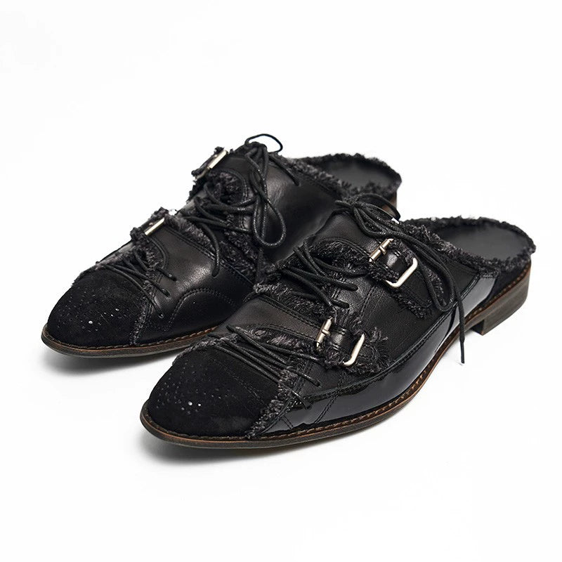 SCULPTED LEATHER HALF SLIP-ONS