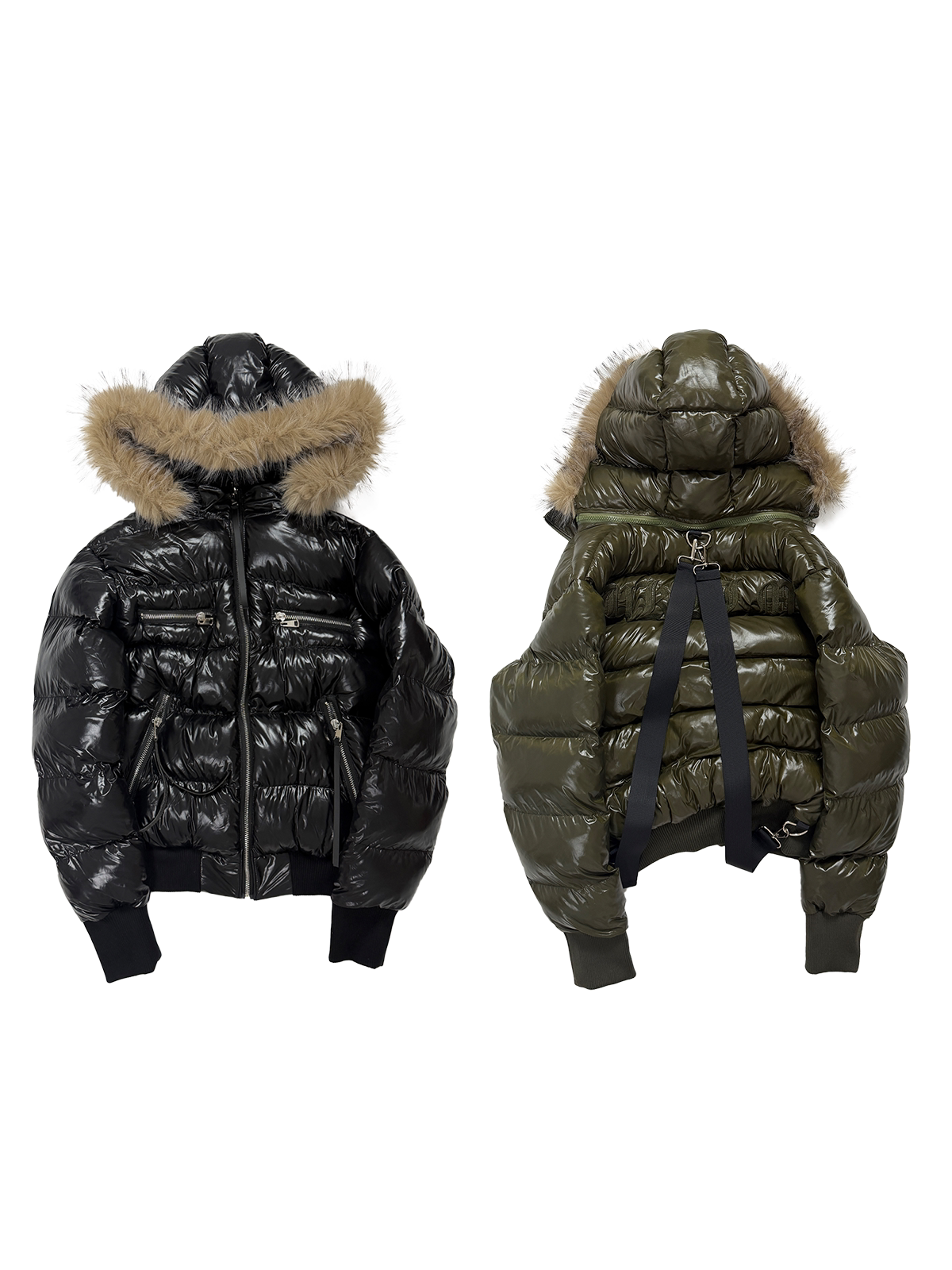 TWO-TONE HOODED PADDED JACKET