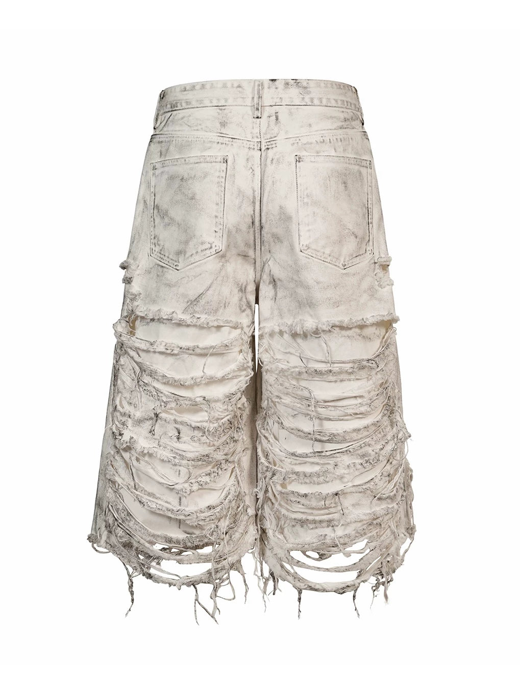 DESTROYED WIDE-LEG WAX SHORTS